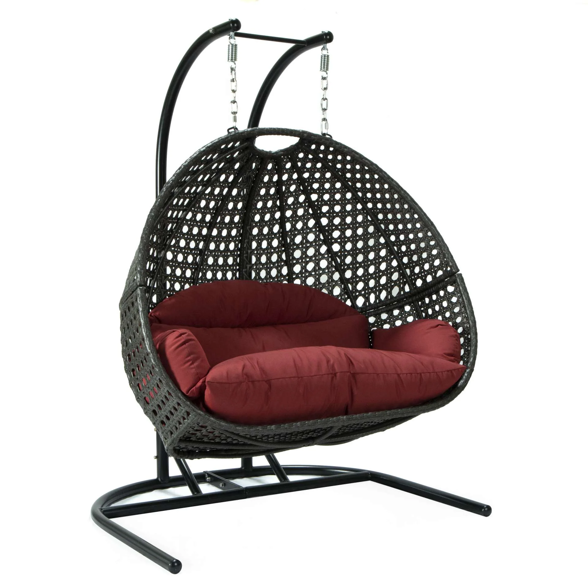 LeisureMod Wicker Hanging Double Egg Swing Chair  - EKDCH-57BR - Image 59
