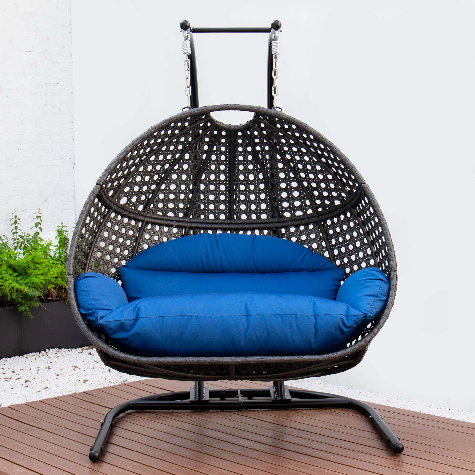 LeisureMod Wicker Hanging Double Egg Swing Chair  - EKDCH-57BR - Image 71