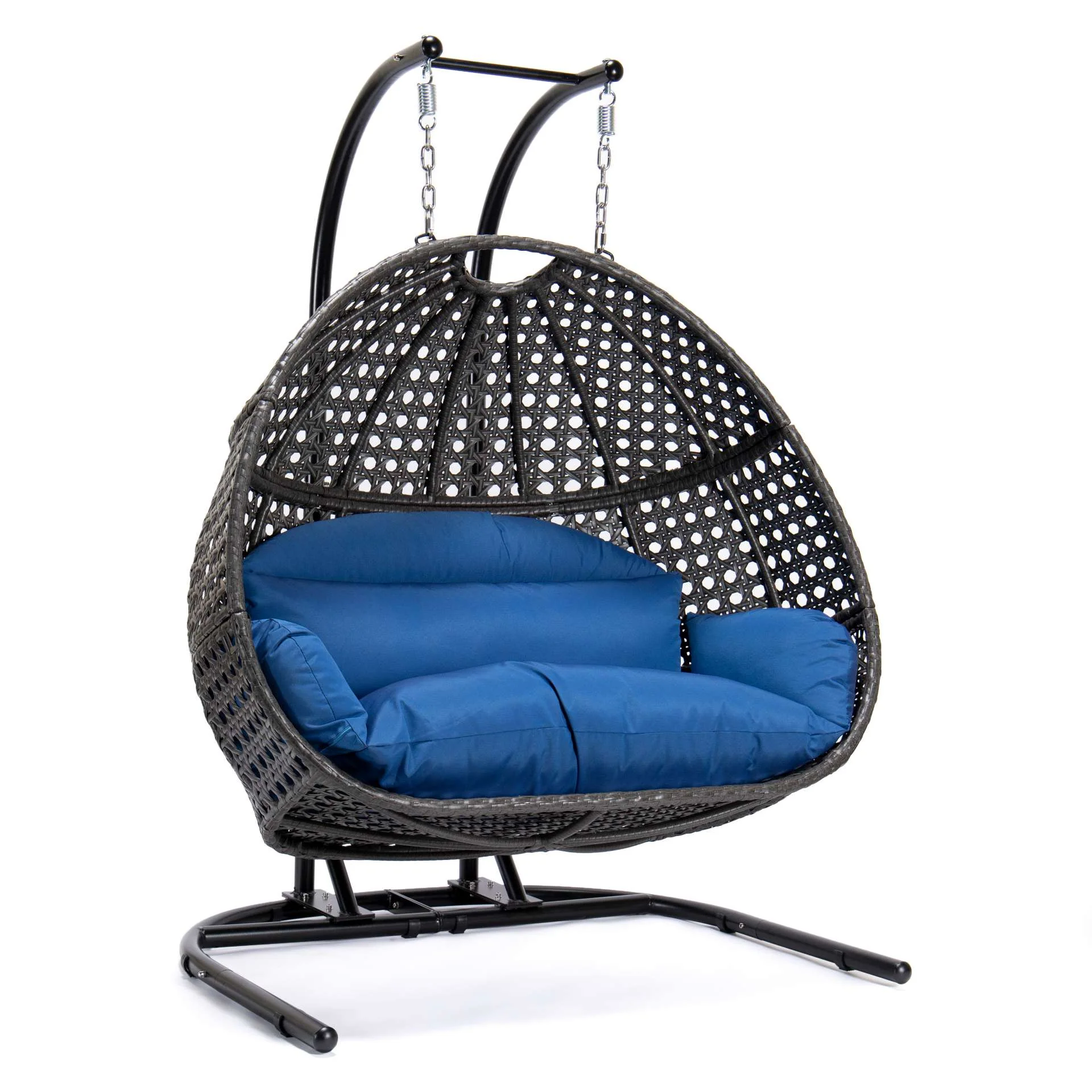 LeisureMod Wicker Hanging Double Egg Swing Chair  - EKDCH-57BR - Image 73