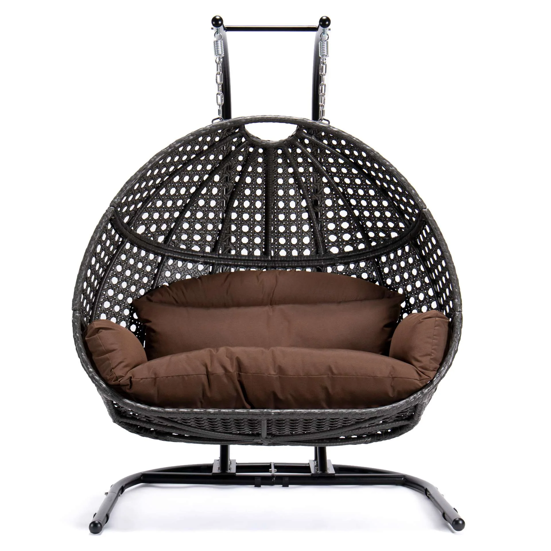 LeisureMod Wicker Hanging Double Egg Swing Chair  - EKDCH-57BR - Image 92