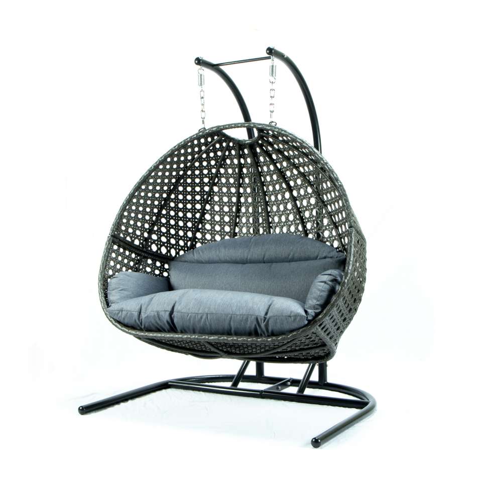 LeisureMod Wicker Hanging Double Egg Swing Chair  - ESCU57CBU - Image 2