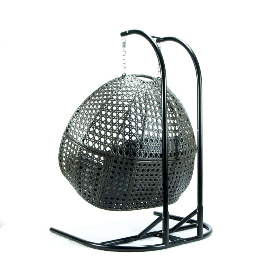LeisureMod Wicker Hanging Double Egg Swing Chair  - ESCU57CBU - Image 4