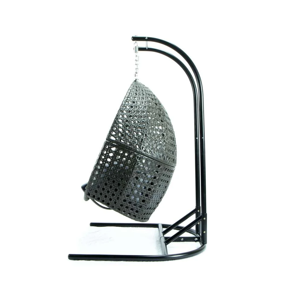 LeisureMod Wicker Hanging Double Egg Swing Chair  - ESCU57CBU - Image 5