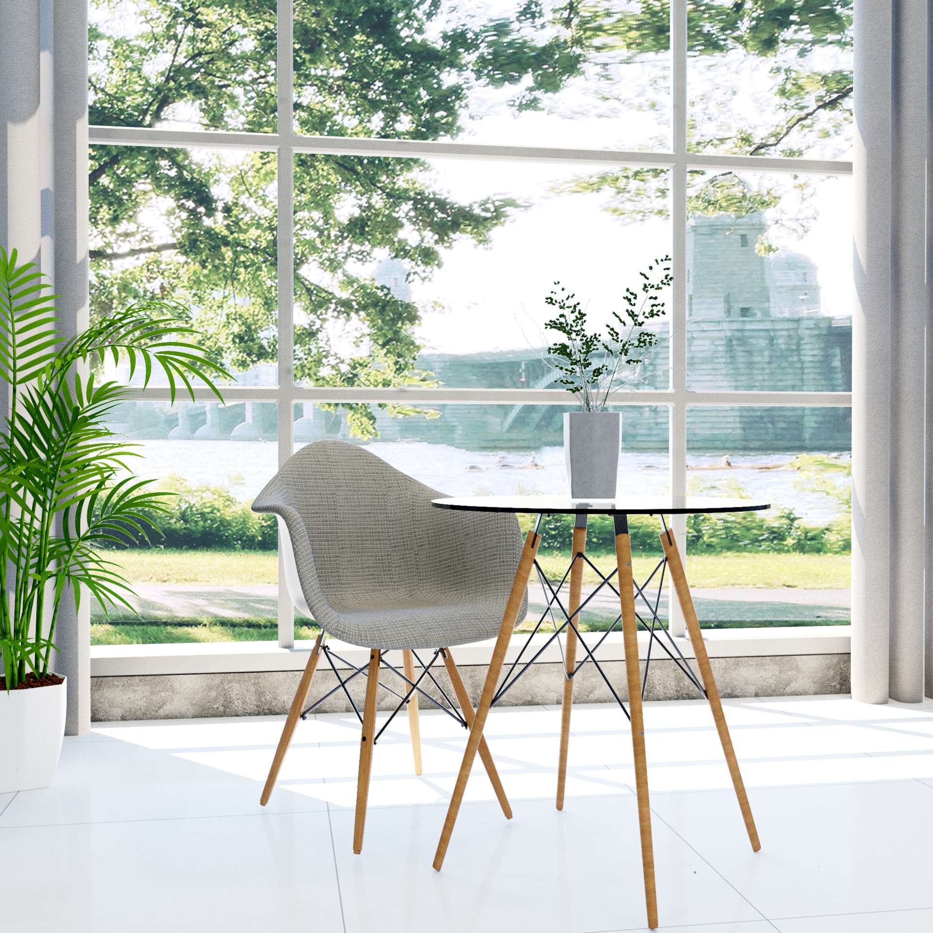 LeisureMod Willow Patchwork Fabric Eiffel Accent Chair - W24FC - Image 10