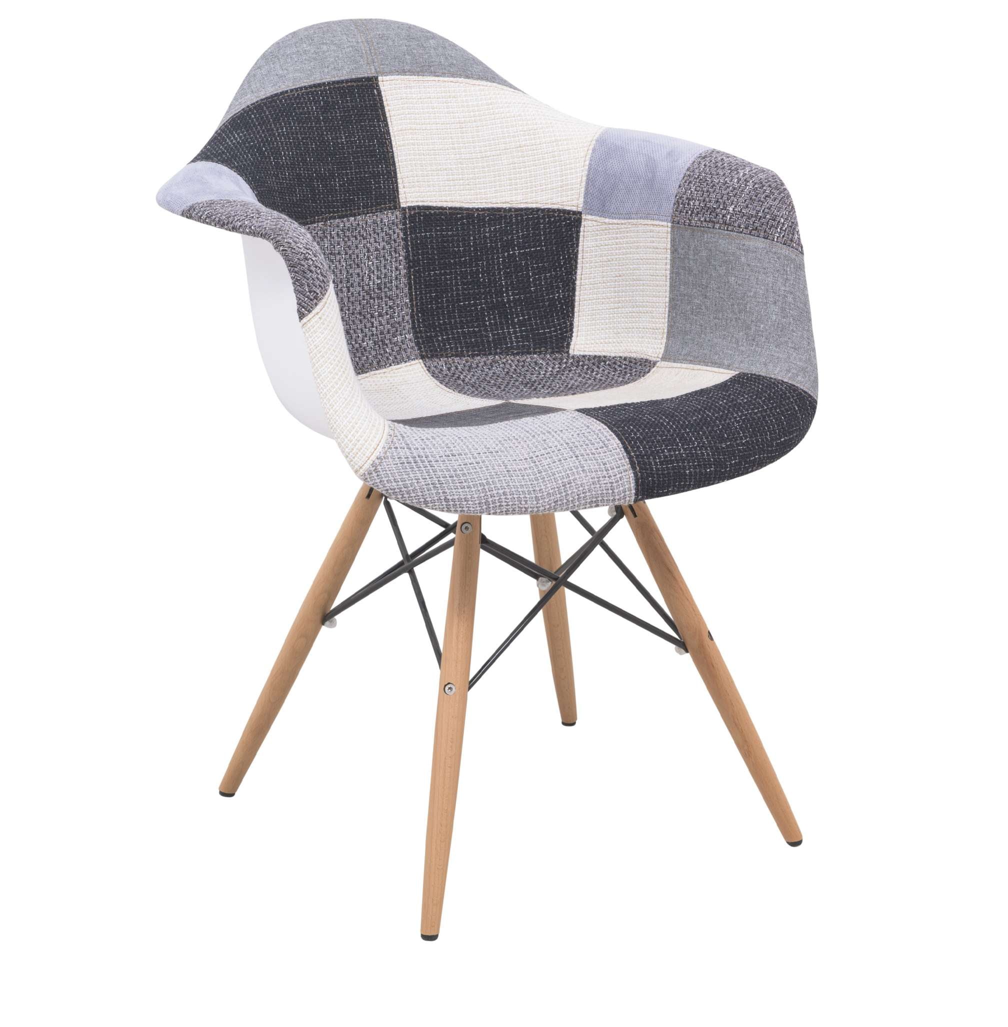 LeisureMod Willow Patchwork Fabric Eiffel Accent Chair - W24FC - Image 2