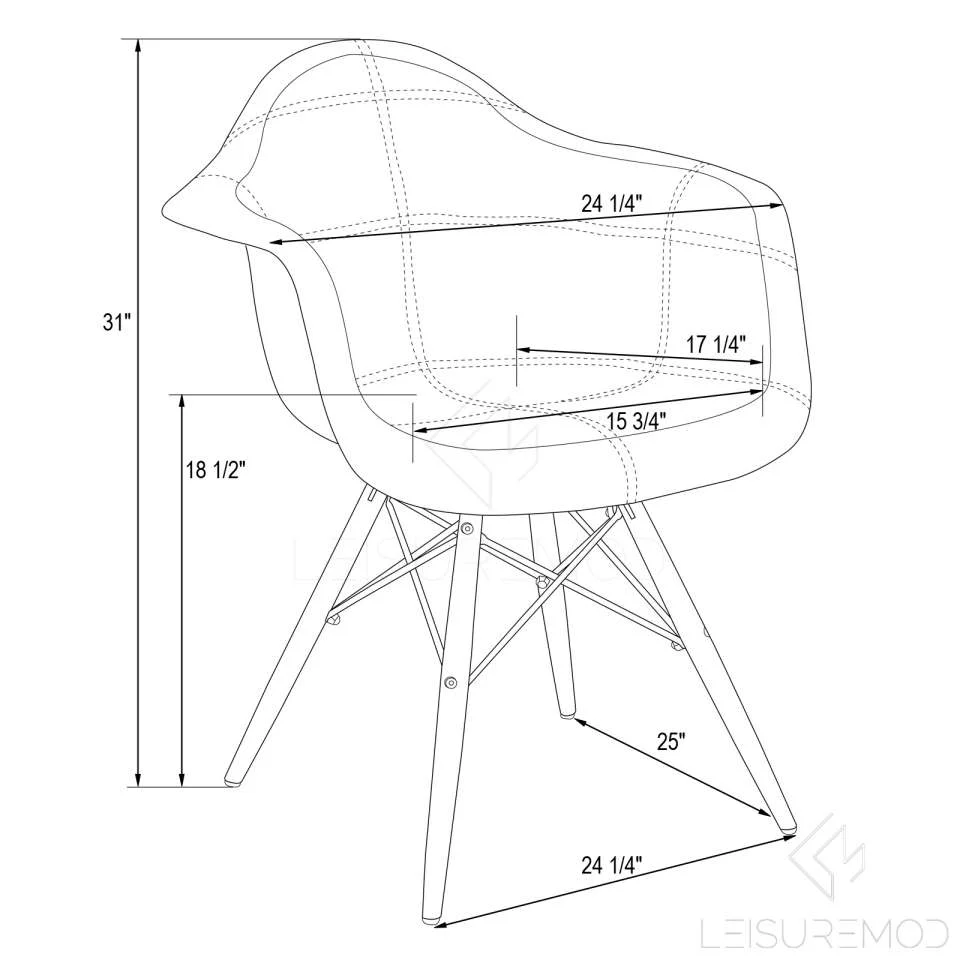 LeisureMod Willow Patchwork Fabric Eiffel Accent Chair - W24FC - Image 3