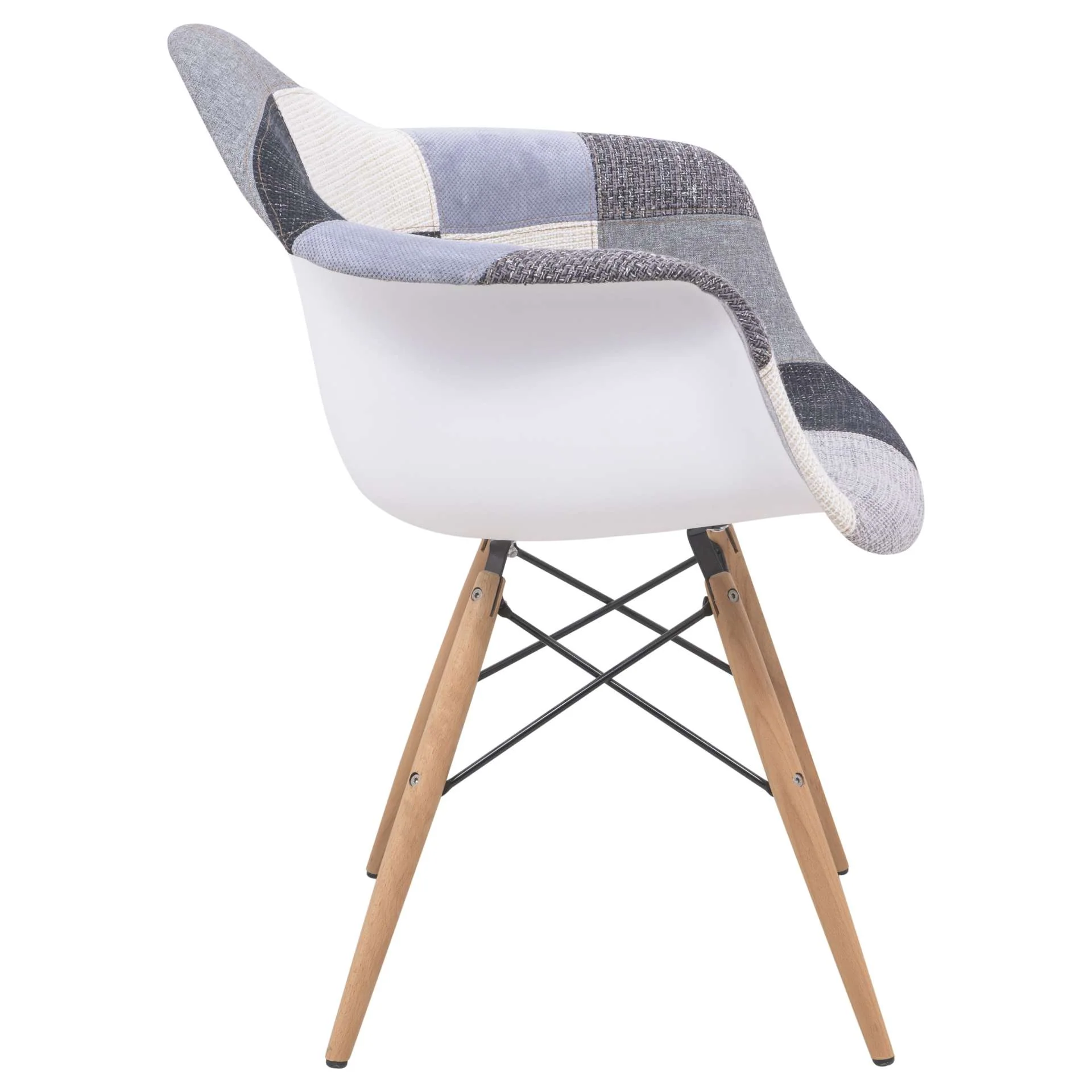 LeisureMod Willow Patchwork Fabric Eiffel Accent Chair - W24FC - Image 7