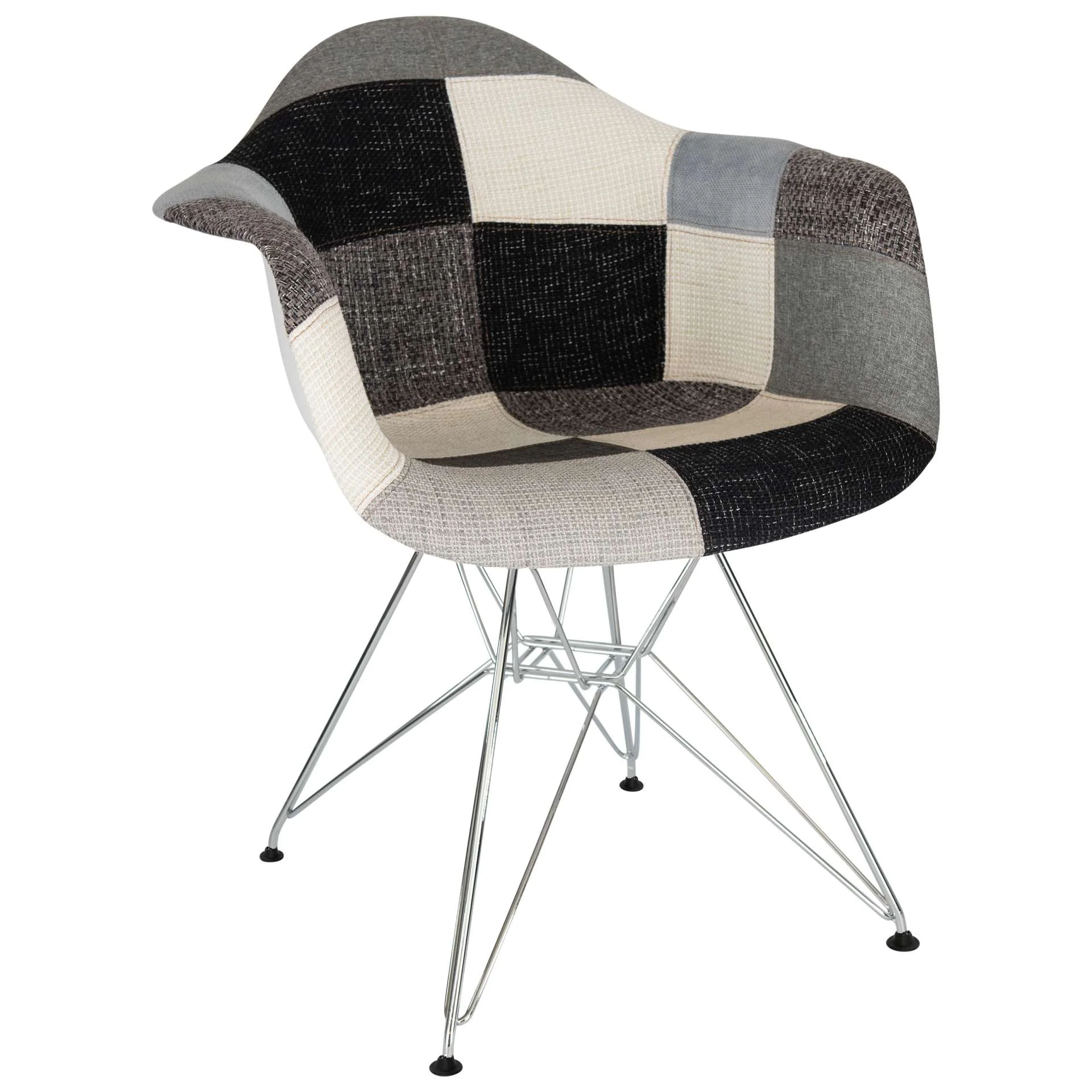 LeisureMod Willow Patchwork Fabric Eiffel Accent Chair - WM24FC - Image 3