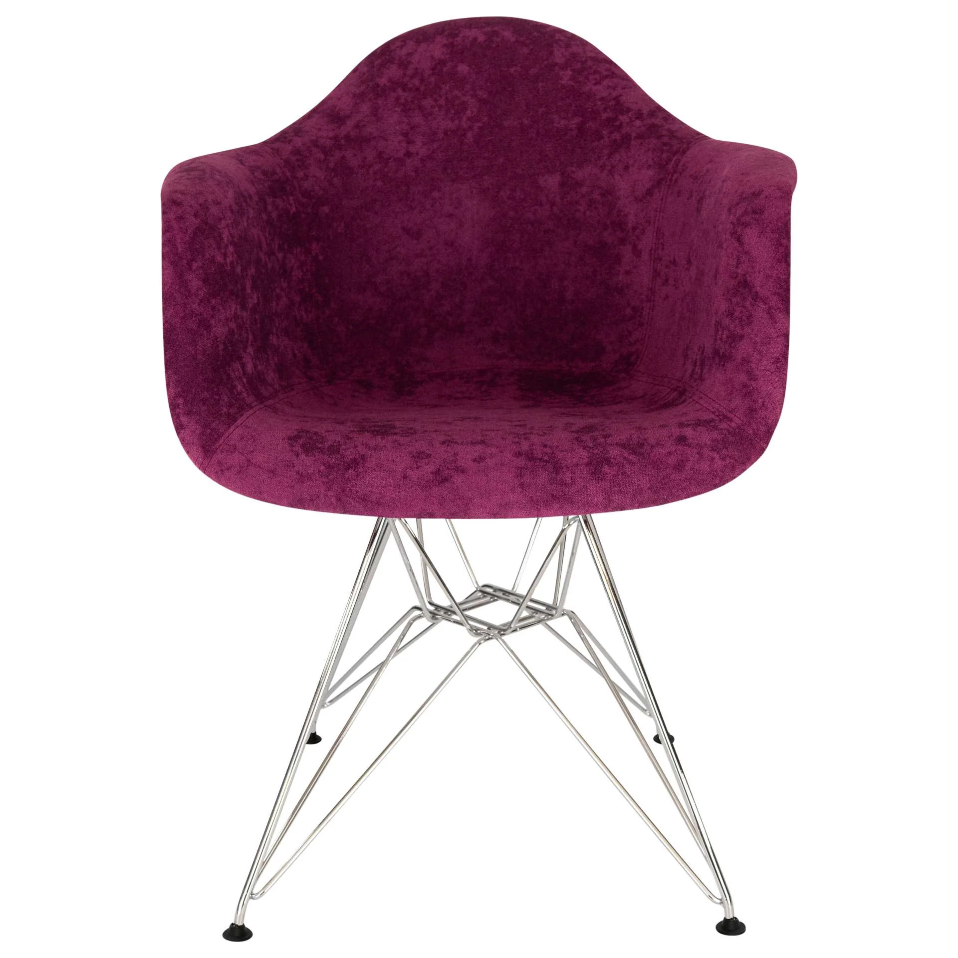 LeisureMod Willow Velvet Eiffel Metal Base Accent Chair - WM24VPR - Image 2