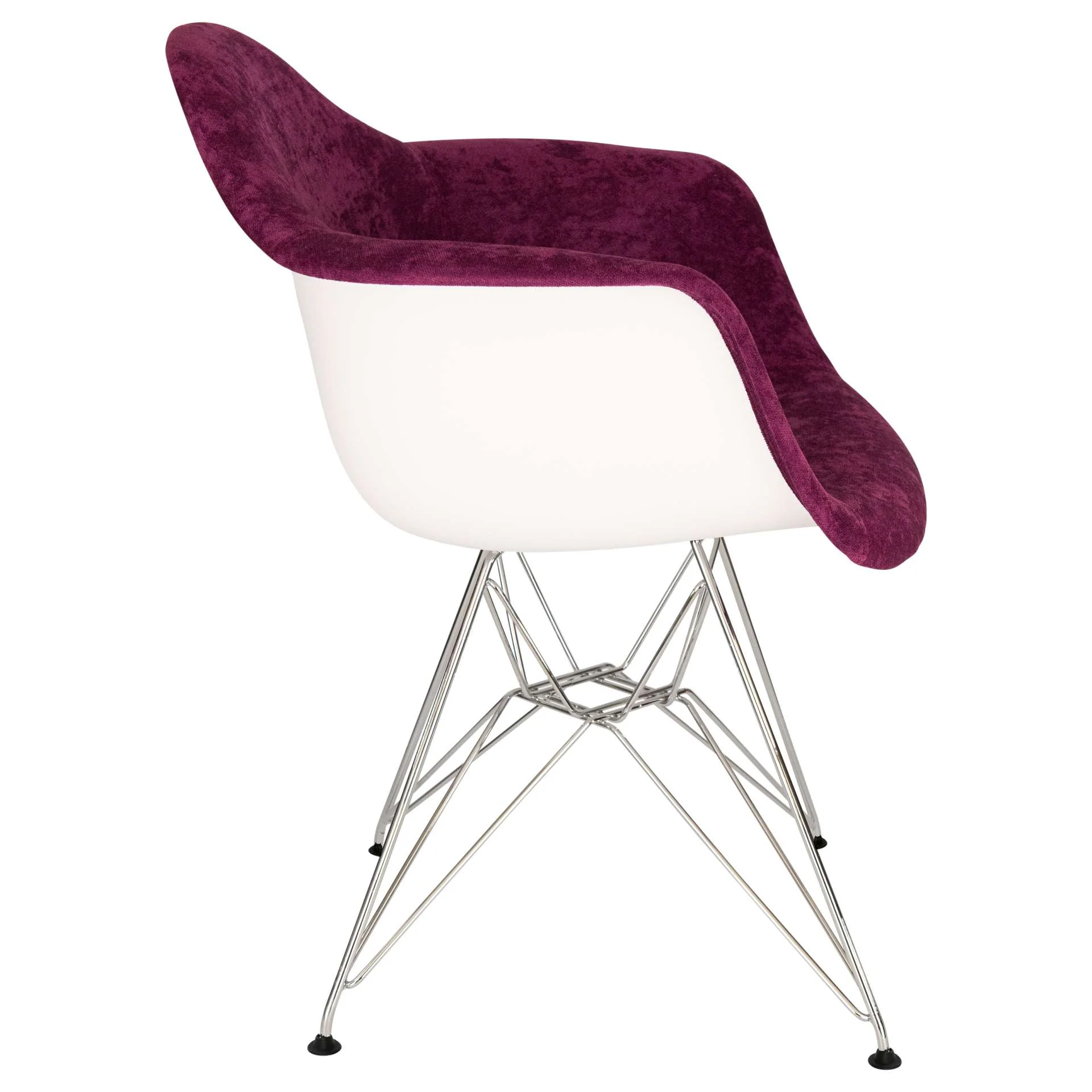 LeisureMod Willow Velvet Eiffel Metal Base Accent Chair - WM24VPR - Image 4