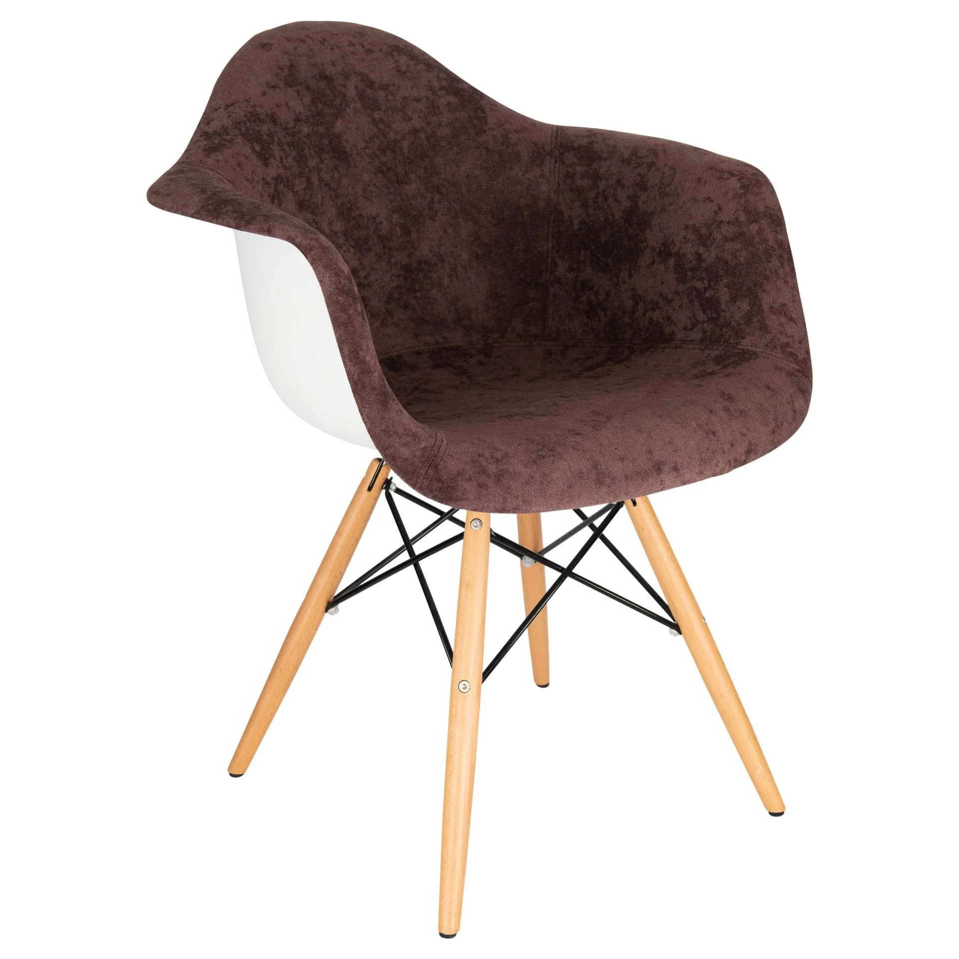 LeisureMod Willow Velvet Eiffel Wooden Base Accent Chair - W24VPR - Image 16
