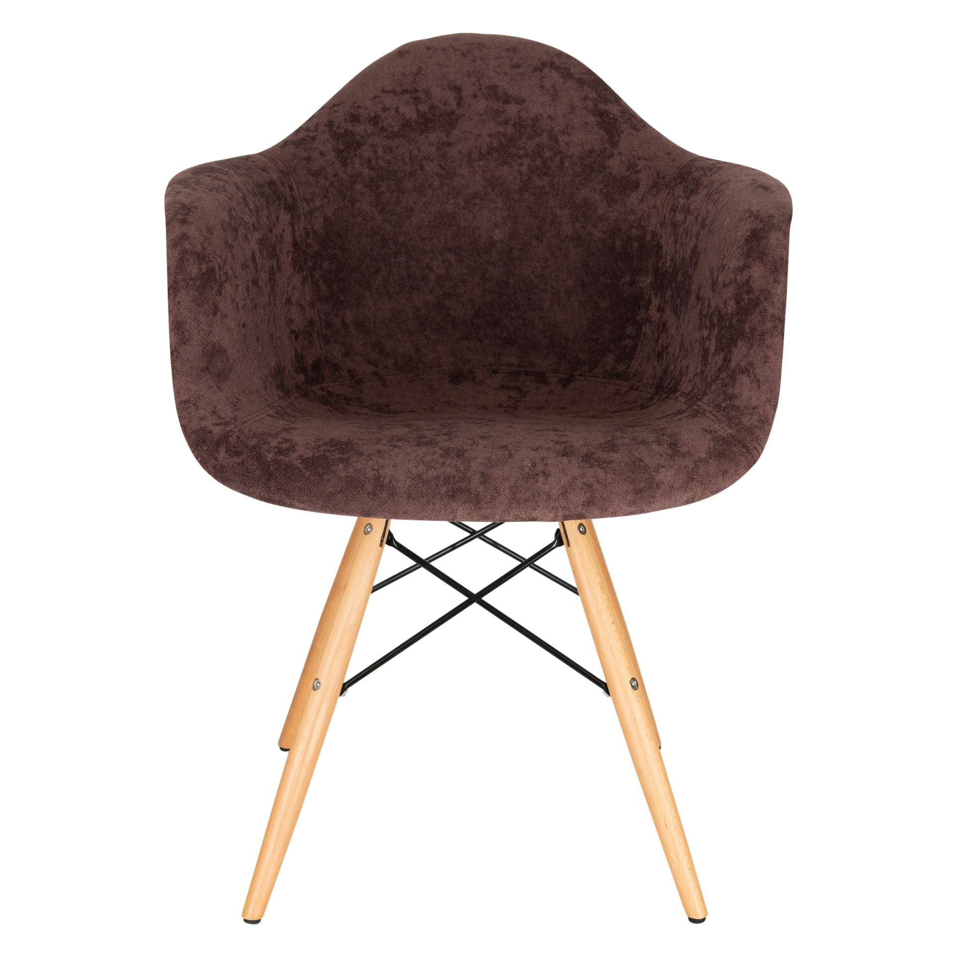 LeisureMod Willow Velvet Eiffel Wooden Base Accent Chair - W24VPR - Image 21