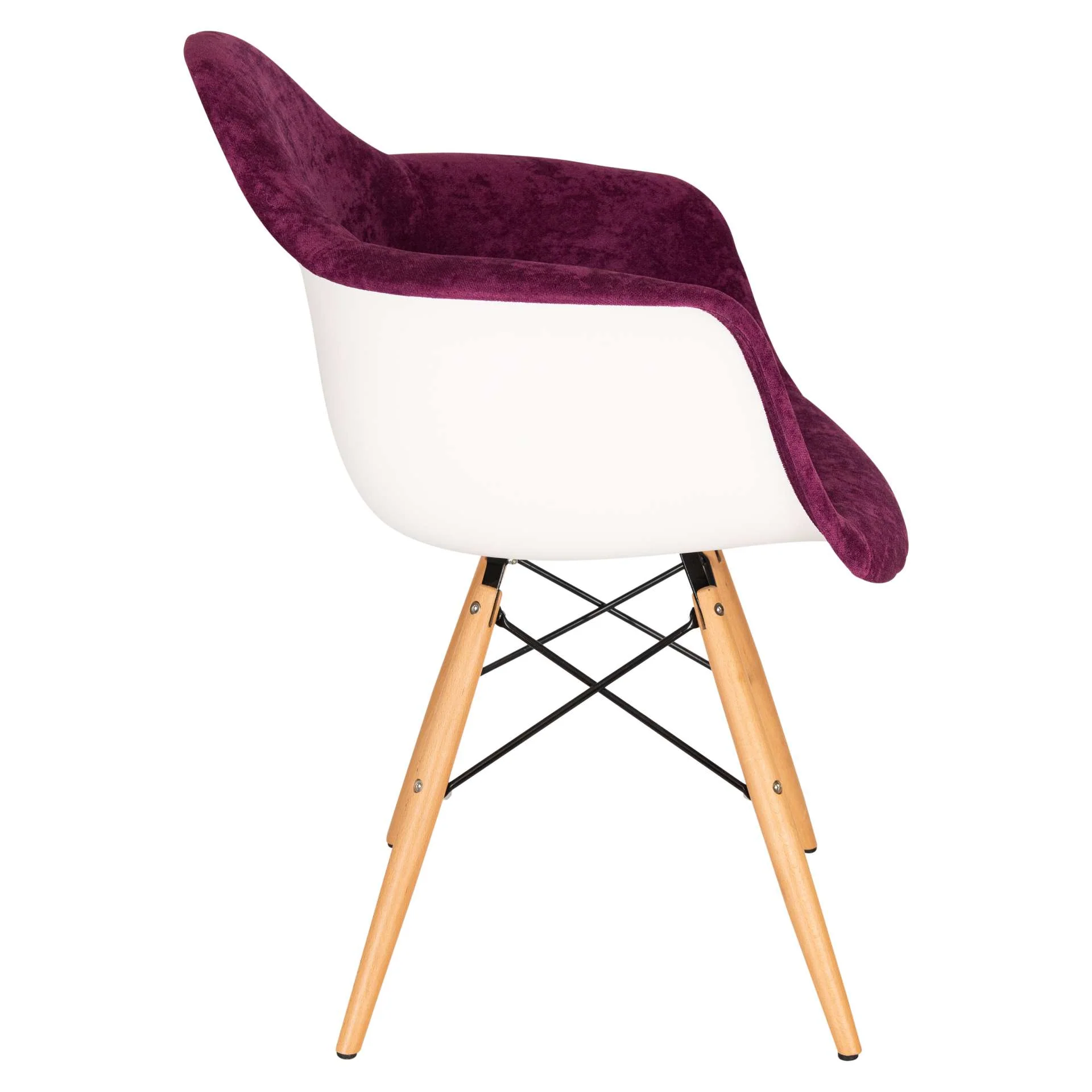 LeisureMod Willow Velvet Eiffel Wooden Base Accent Chair - W24VPR - Image 5