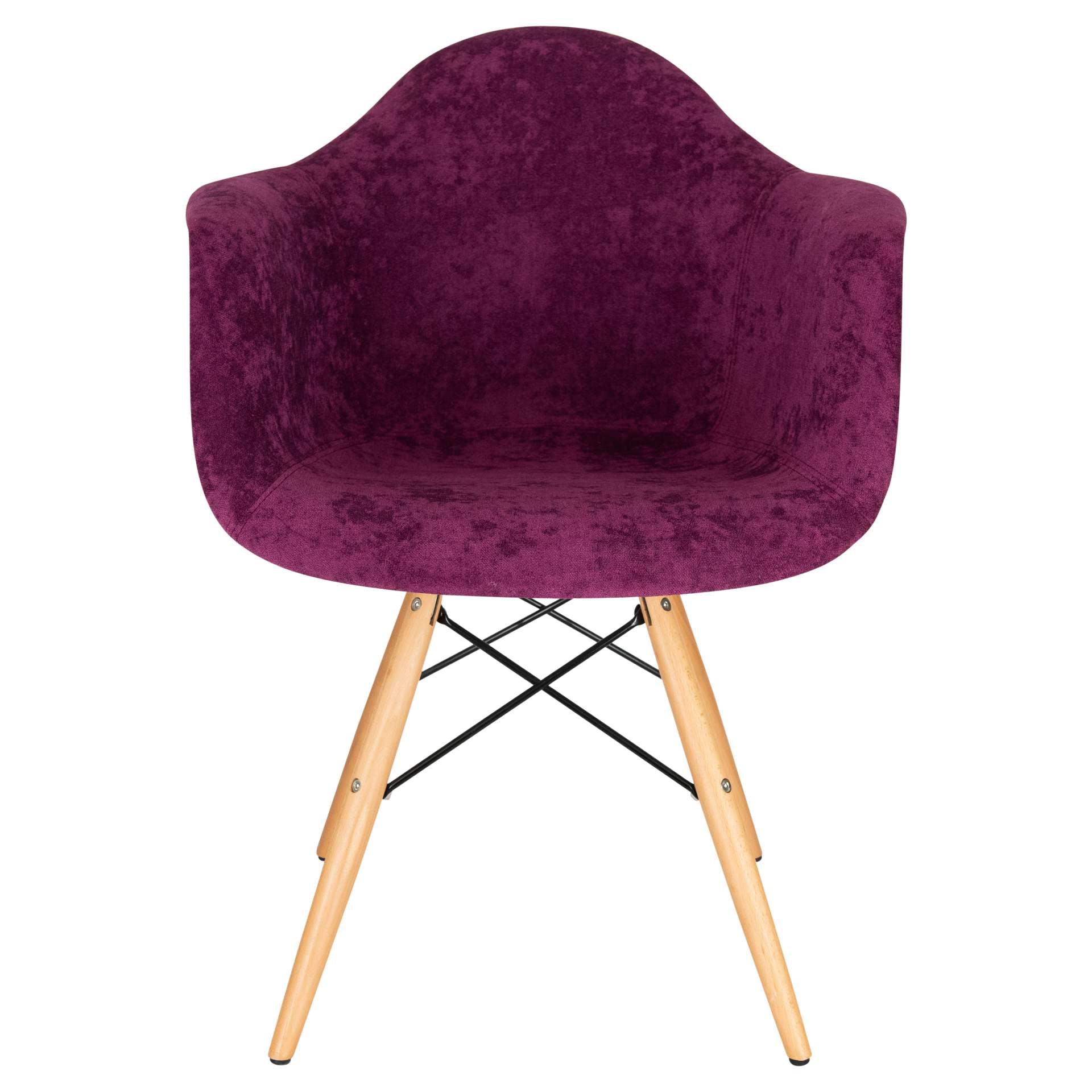 LeisureMod Willow Velvet Eiffel Wooden Base Accent Chair - W24VPR - Image 6