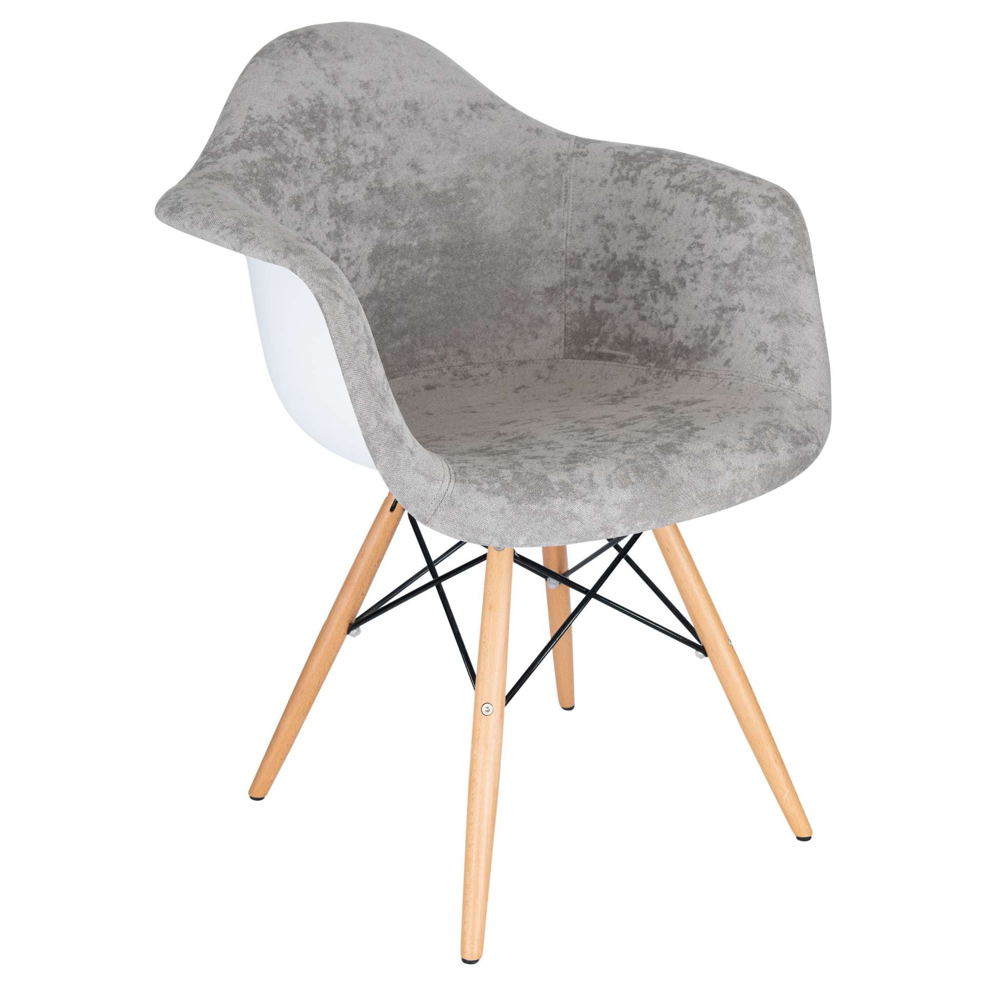 LeisureMod Willow Velvet Eiffel Wooden Base Accent Chair - W24VPR - Image 9