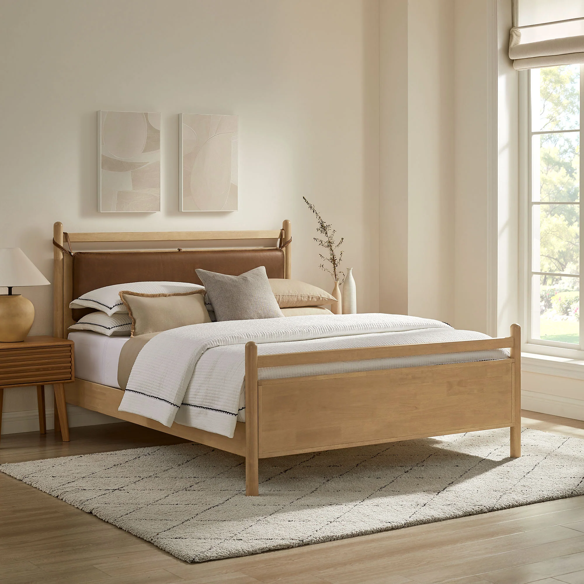 Leni King Size Vegan Leather and Wood Platform Bed Frame by Modway - Image 7