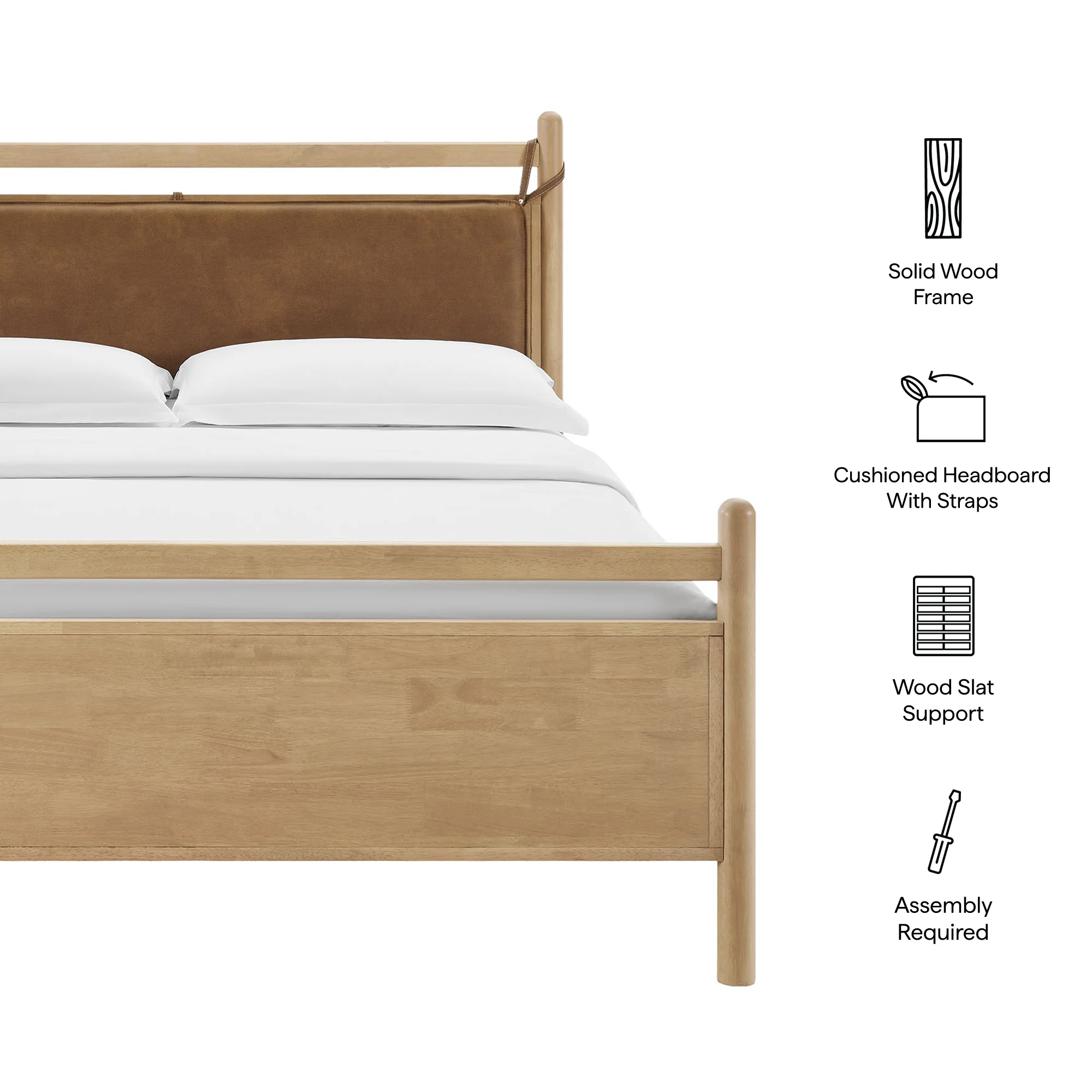 Leni Queen Size Vegan Leather and Wood Platform Bed Frame by Modway - Image 9