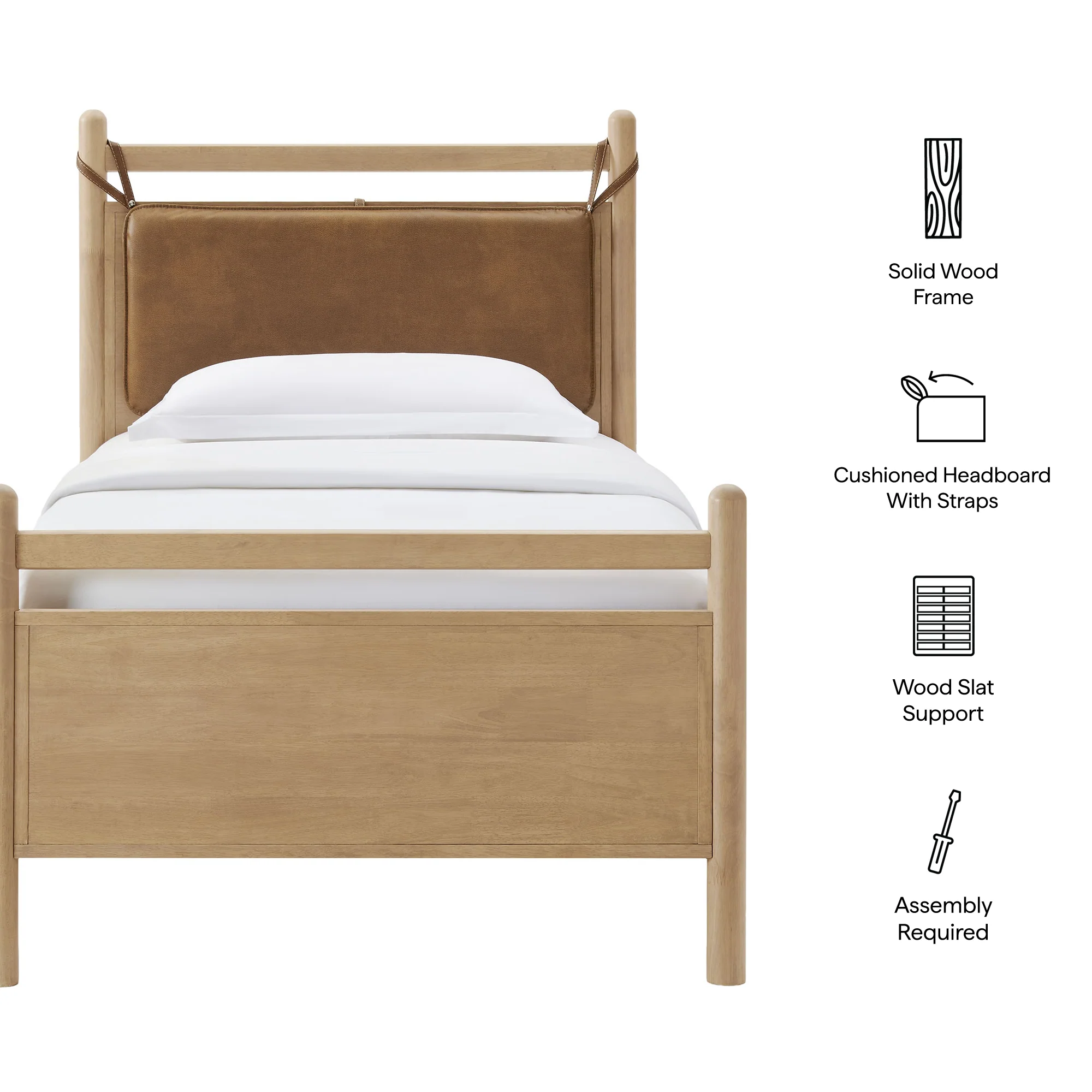 Leni Twin Size Vegan Leather and Wood Platform Bed Frame by Modway - Image 9