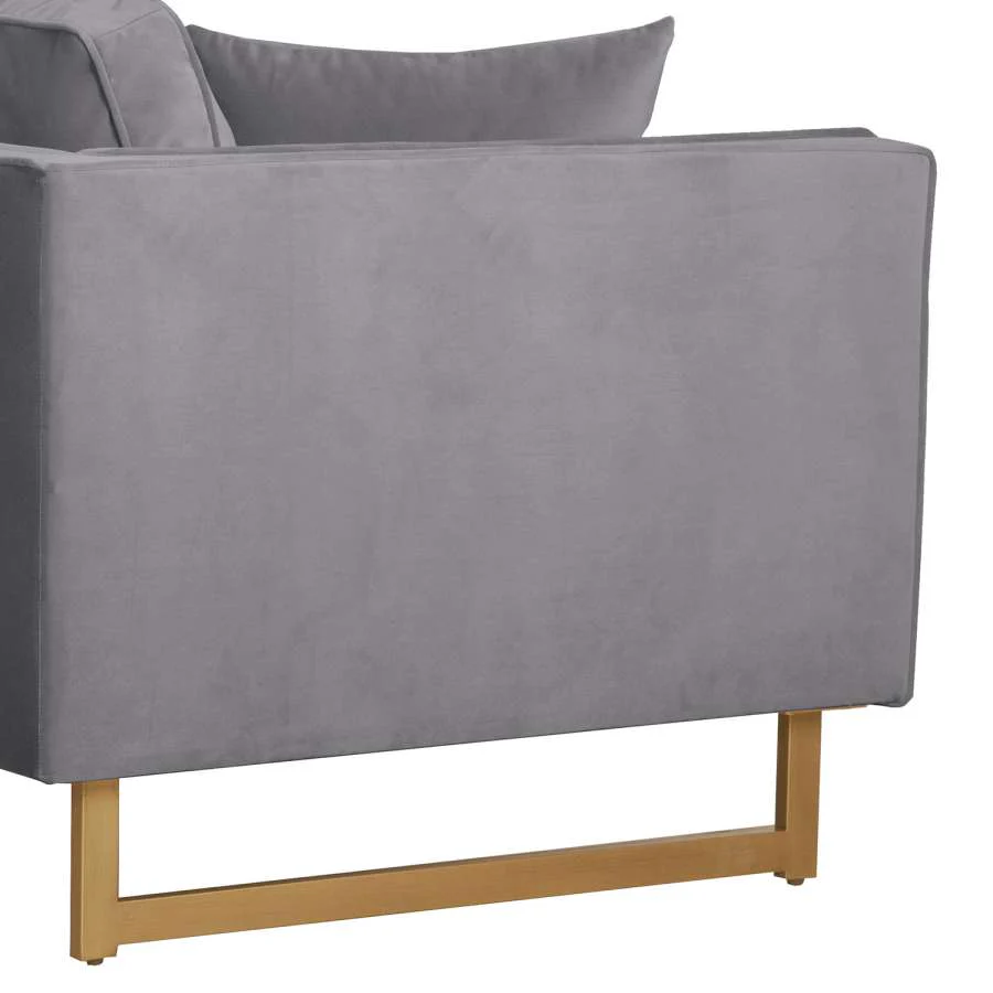 Lenox Blue Velvet Modern Sofa with Brass Legs By Armen Living - Image 10