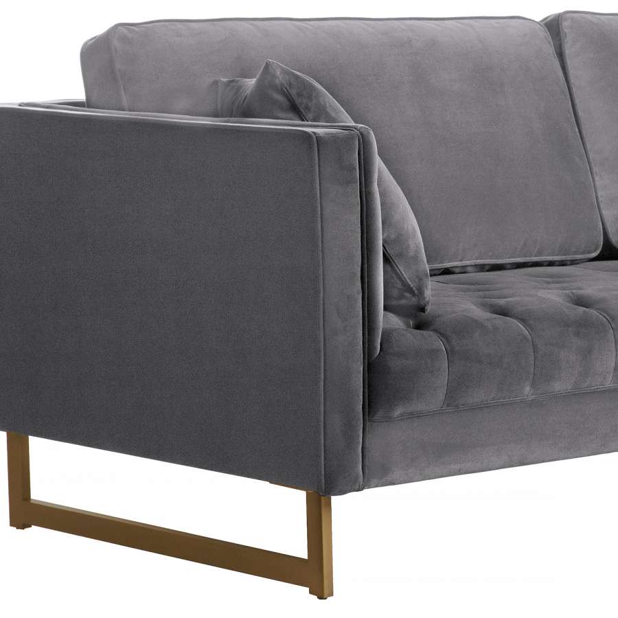 Lenox Blue Velvet Modern Sofa with Brass Legs By Armen Living - Image 11
