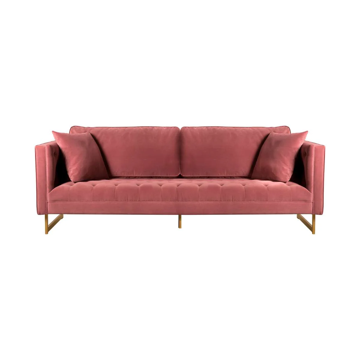 Lenox Blue Velvet Modern Sofa with Brass Legs By Armen Living - Image 14