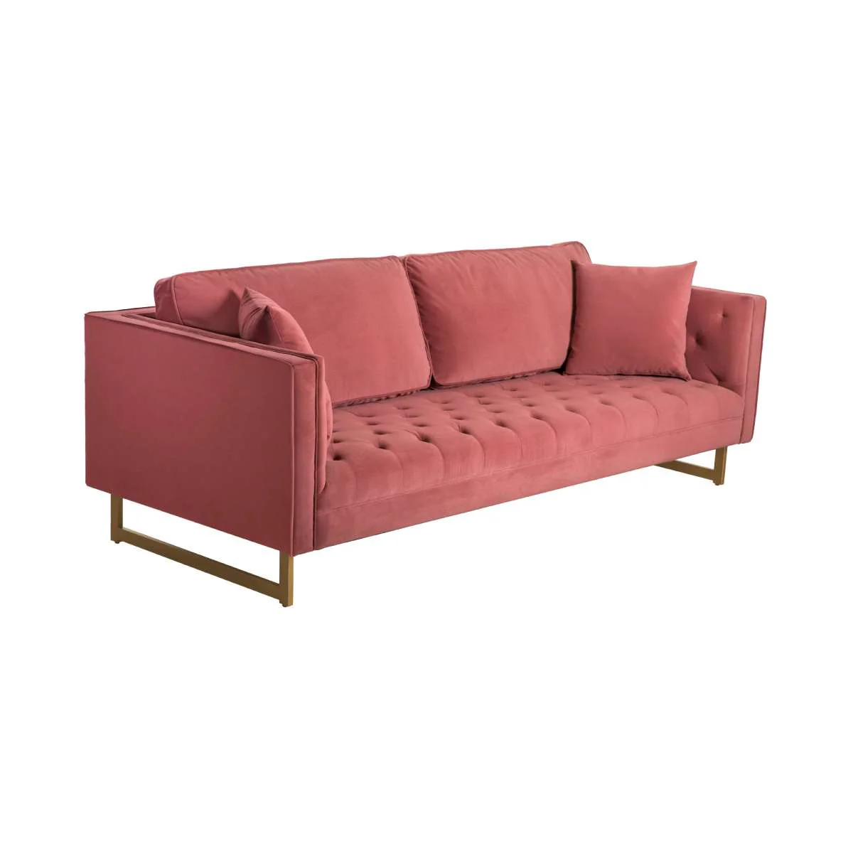 Lenox Blue Velvet Modern Sofa with Brass Legs By Armen Living - Image 15