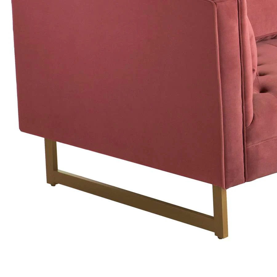 Lenox Blue Velvet Modern Sofa with Brass Legs By Armen Living - Image 18