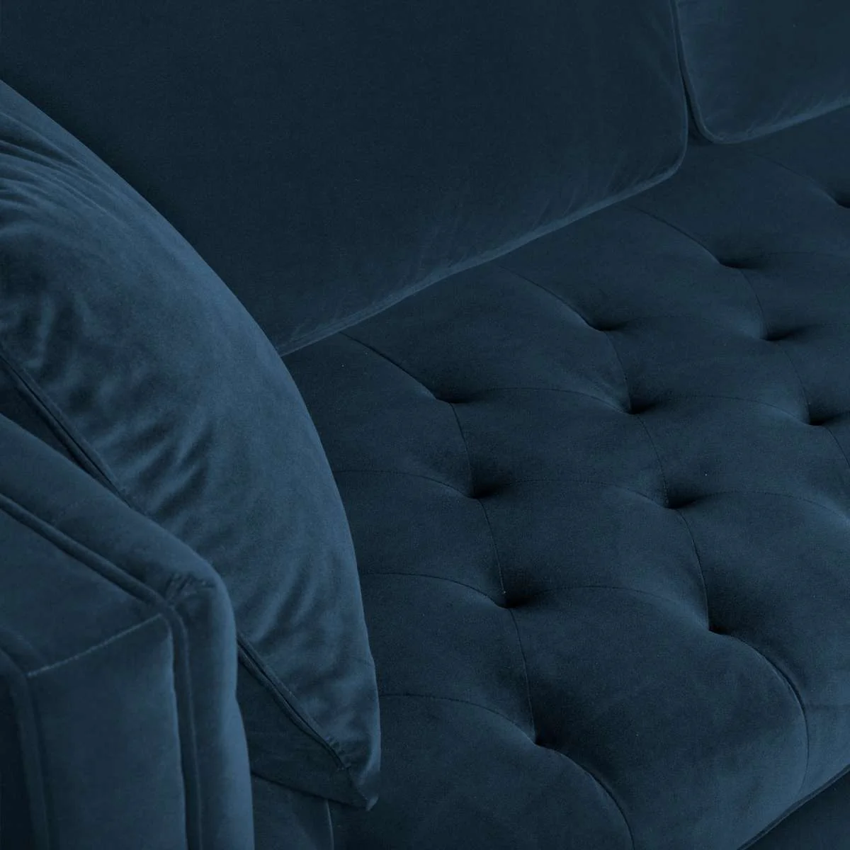 Lenox Blue Velvet Modern Sofa with Brass Legs By Armen Living - Image 6