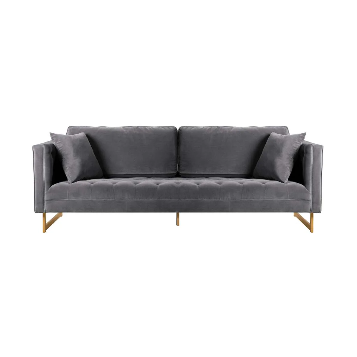 Lenox Blue Velvet Modern Sofa with Brass Legs By Armen Living - Image 8
