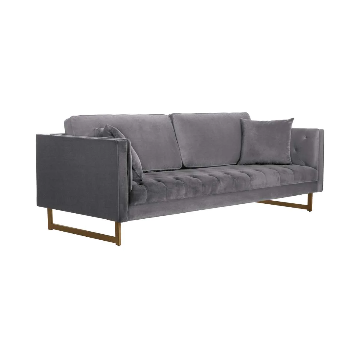 Lenox Blue Velvet Modern Sofa with Brass Legs By Armen Living - Image 9