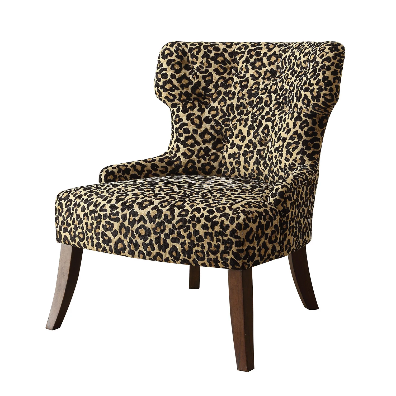 Leopard Fabric And Espresso Accent Chair By Homeroots - Image 2