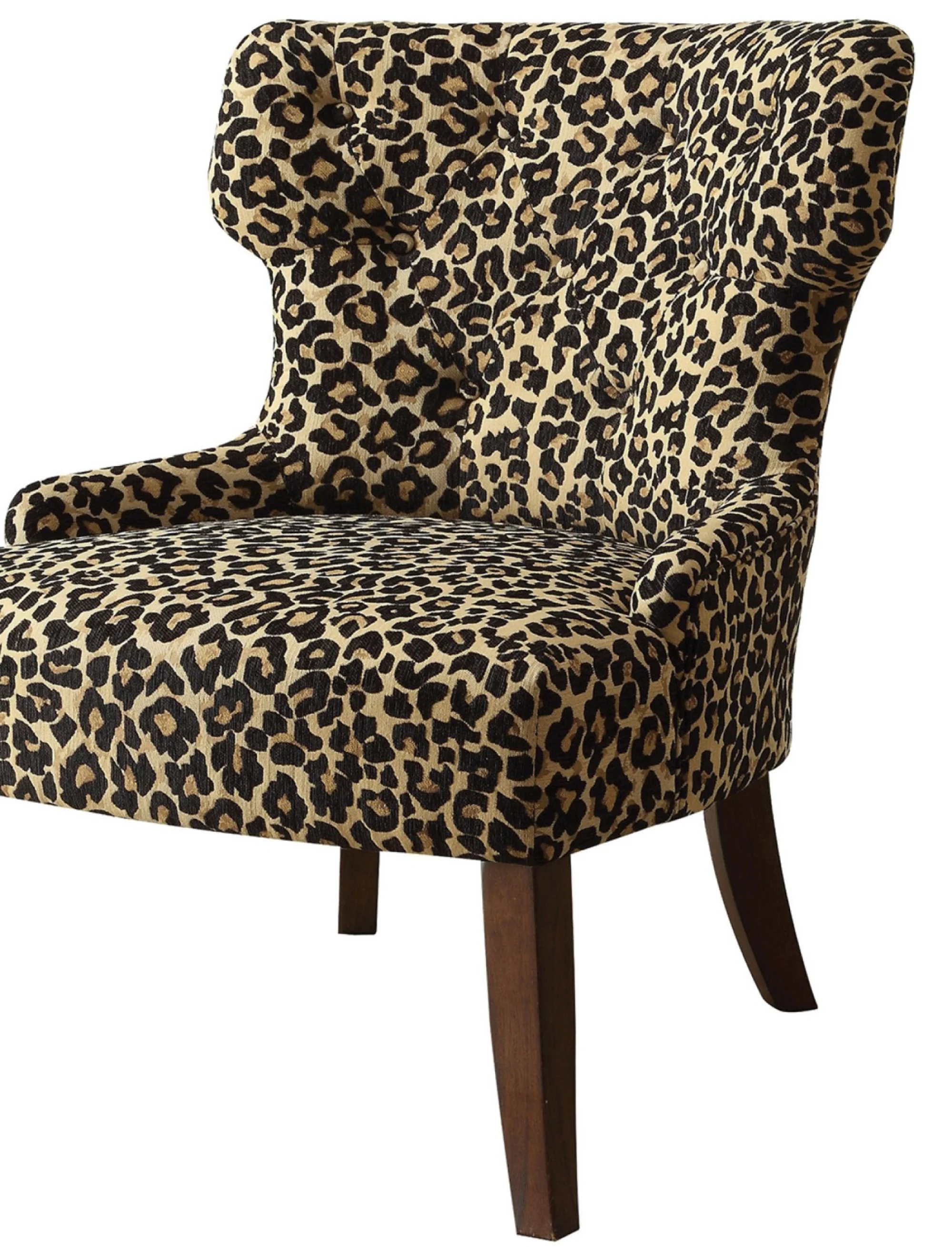 Leopard Fabric And Espresso Accent Chair By Homeroots - Image 3