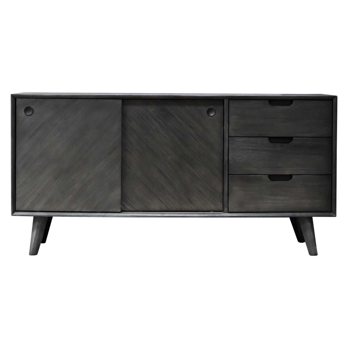 Leven Mid-Century Tundra Gray Acacia Buffet Cabinet By Armen Living - Image 2