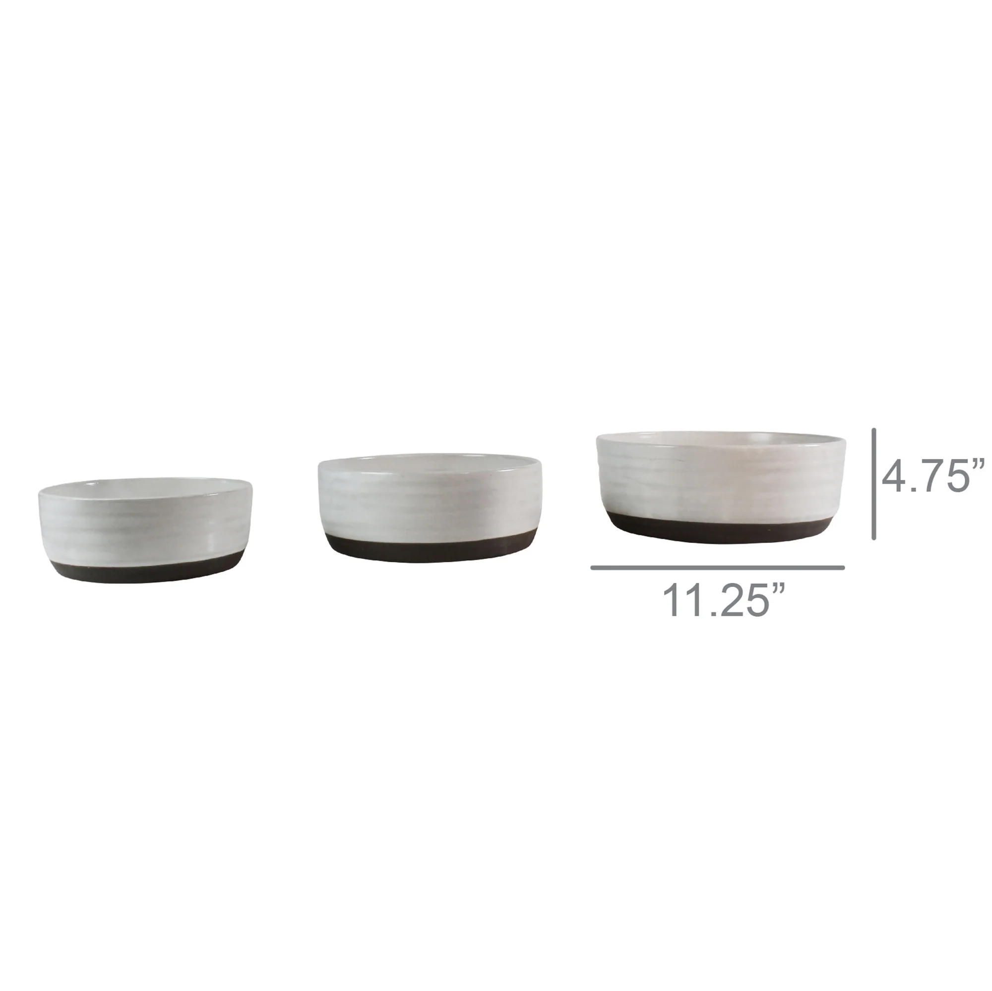 Liam Ceramic Serving Bowls - Set of 3 - Partial Glaze By HomArt - Image 2