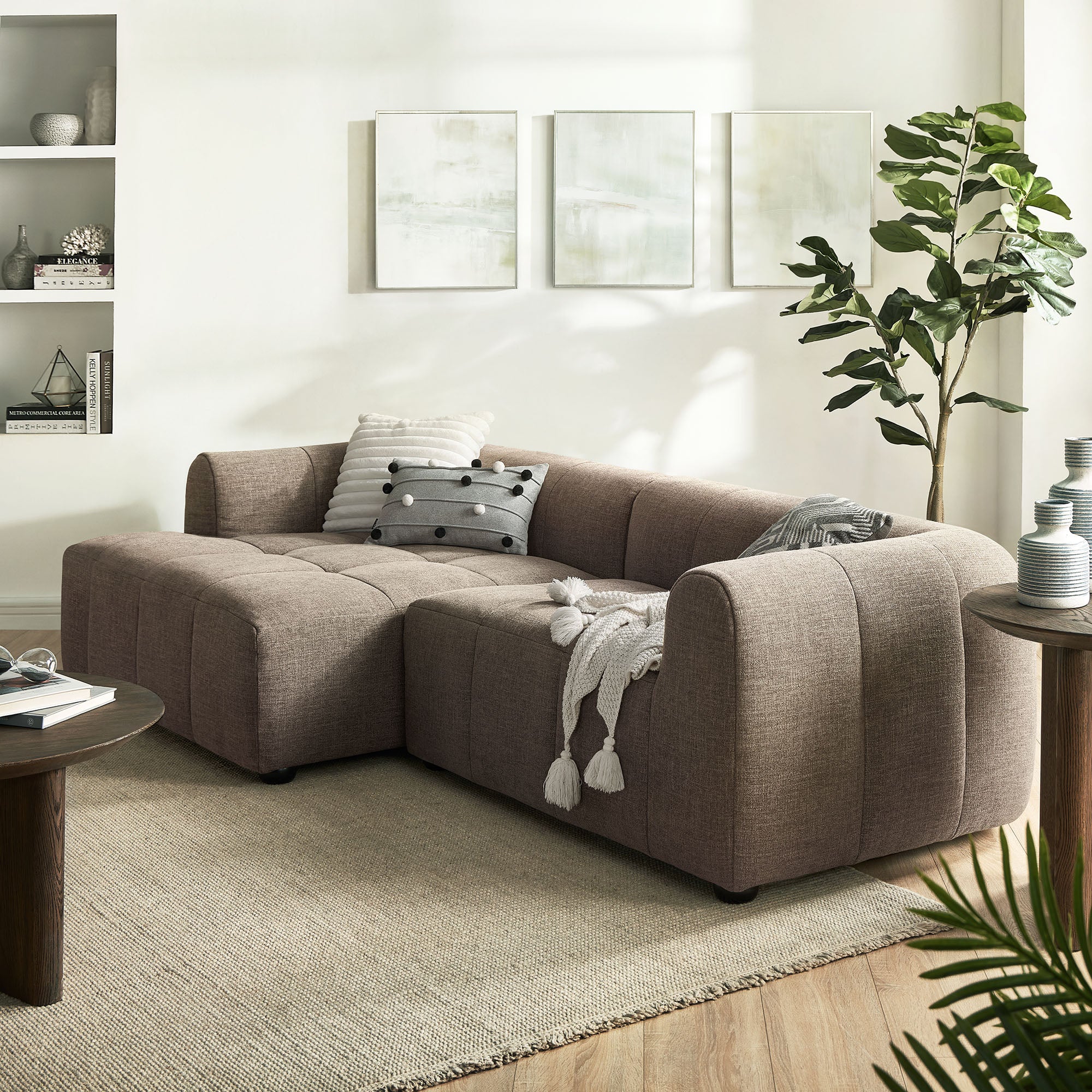 Liana Left-Facing Upholstered Fabric Modular Sofa with Chaise by Modway - Image 14