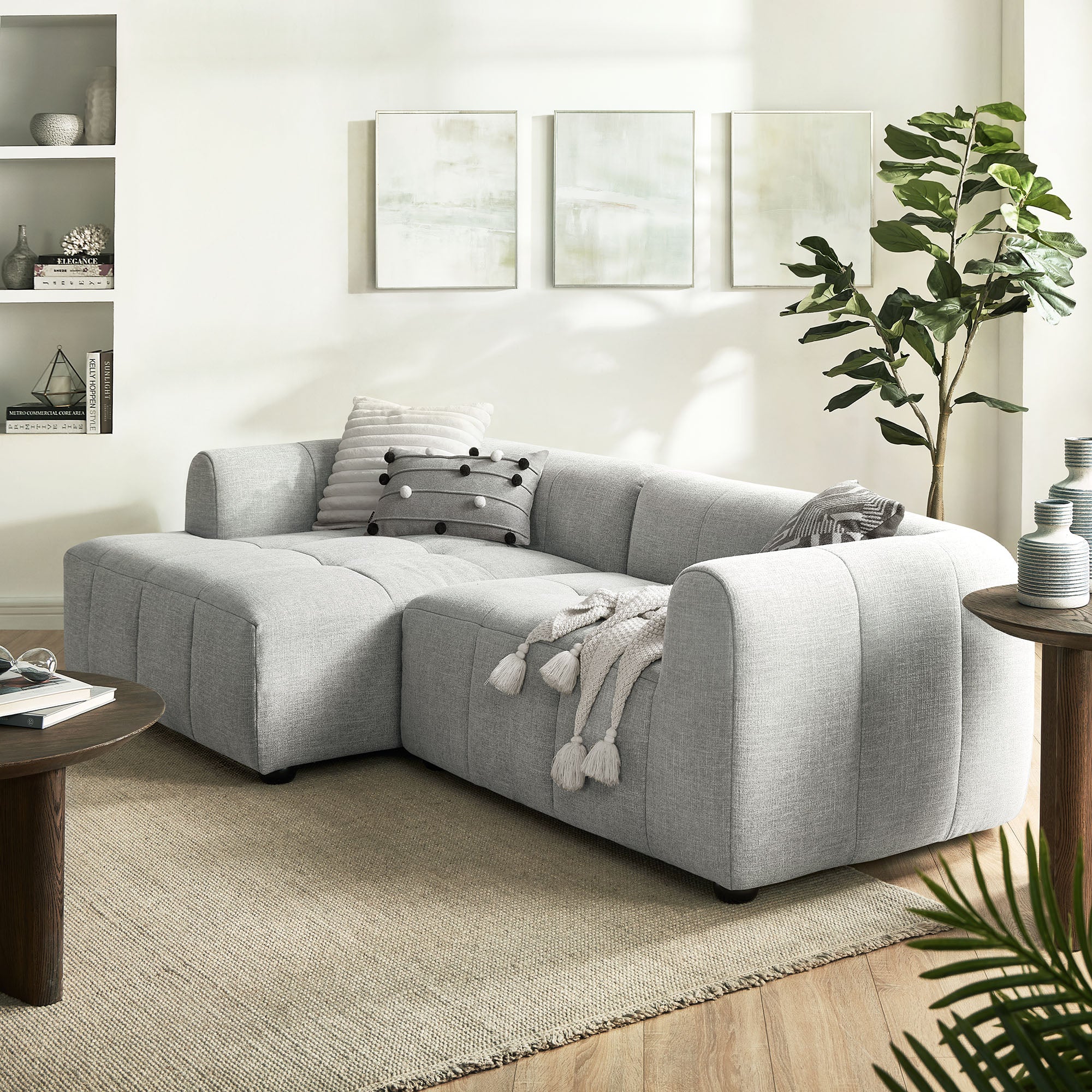 Liana Left-Facing Upholstered Fabric Modular Sofa with Chaise by Modway - Image 22