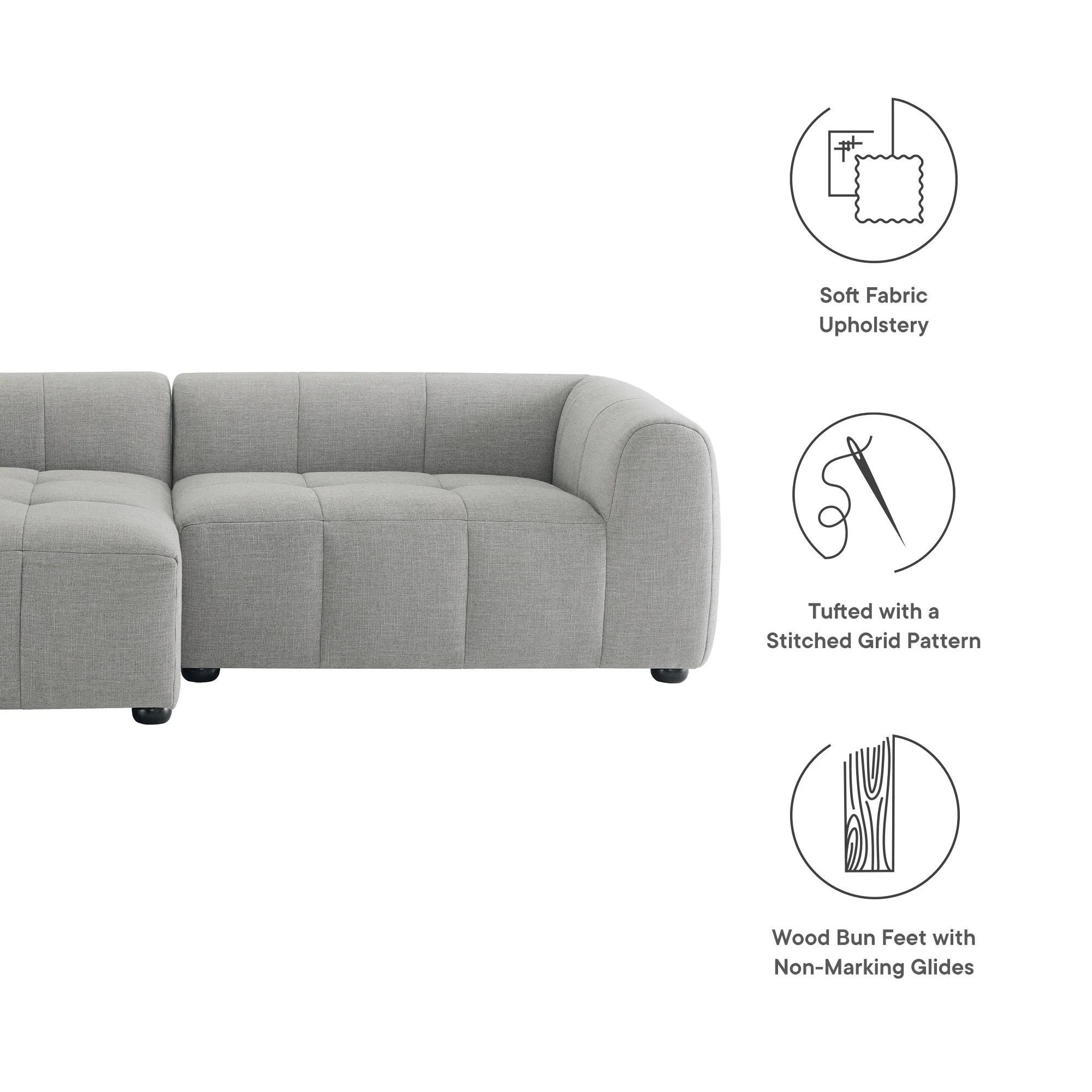 Liana Left-Facing Upholstered Fabric Modular Sofa with Chaise by Modway - Image 23