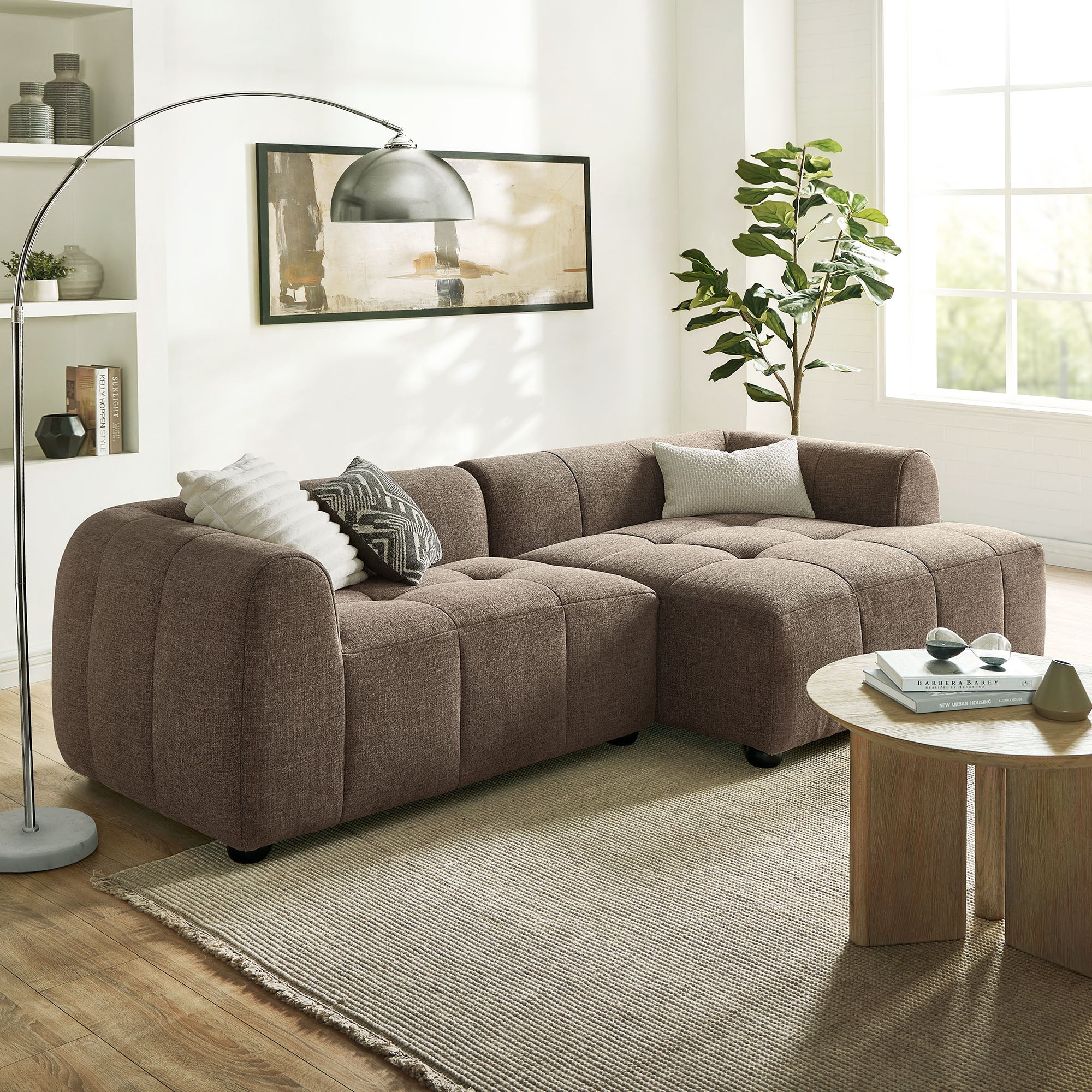 Liana Right-Facing Upholstered Fabric Modular Sofa with Chaise by Modway - Image 14