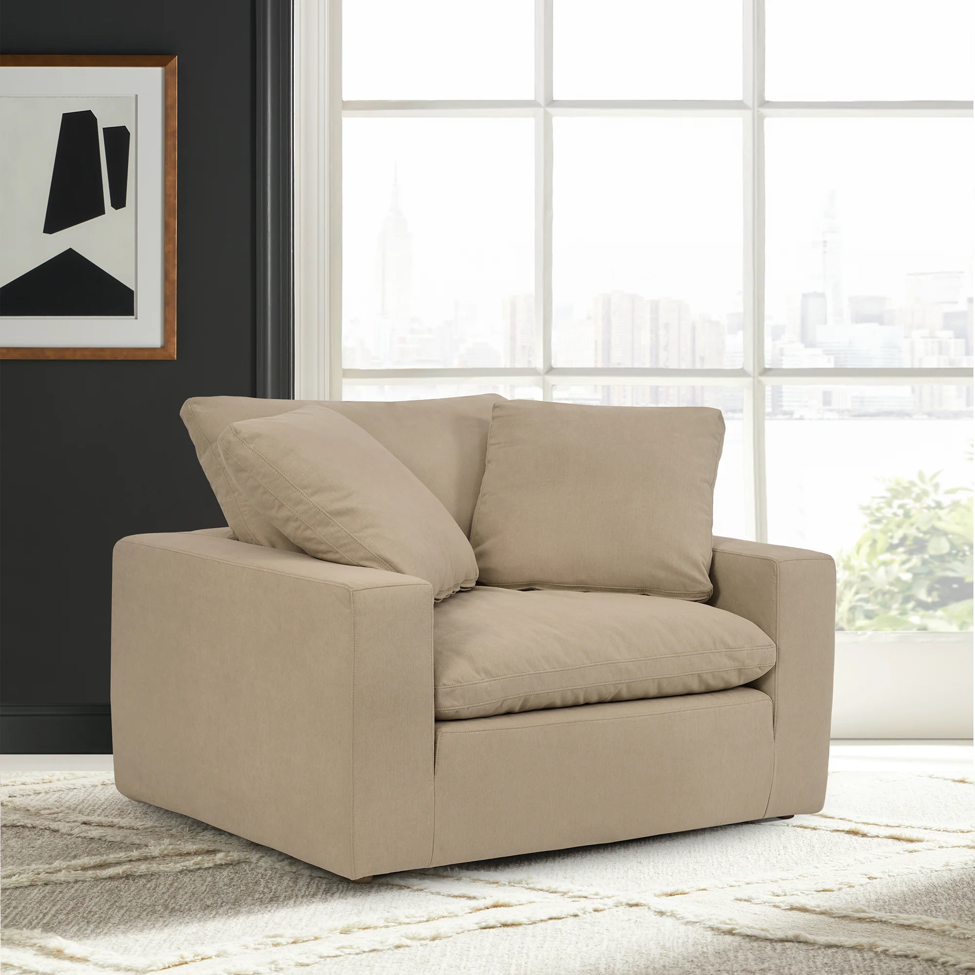 Liberty 51.5" Upholstered Chair and a Half in Slate Gray By Armen Living - Image 17