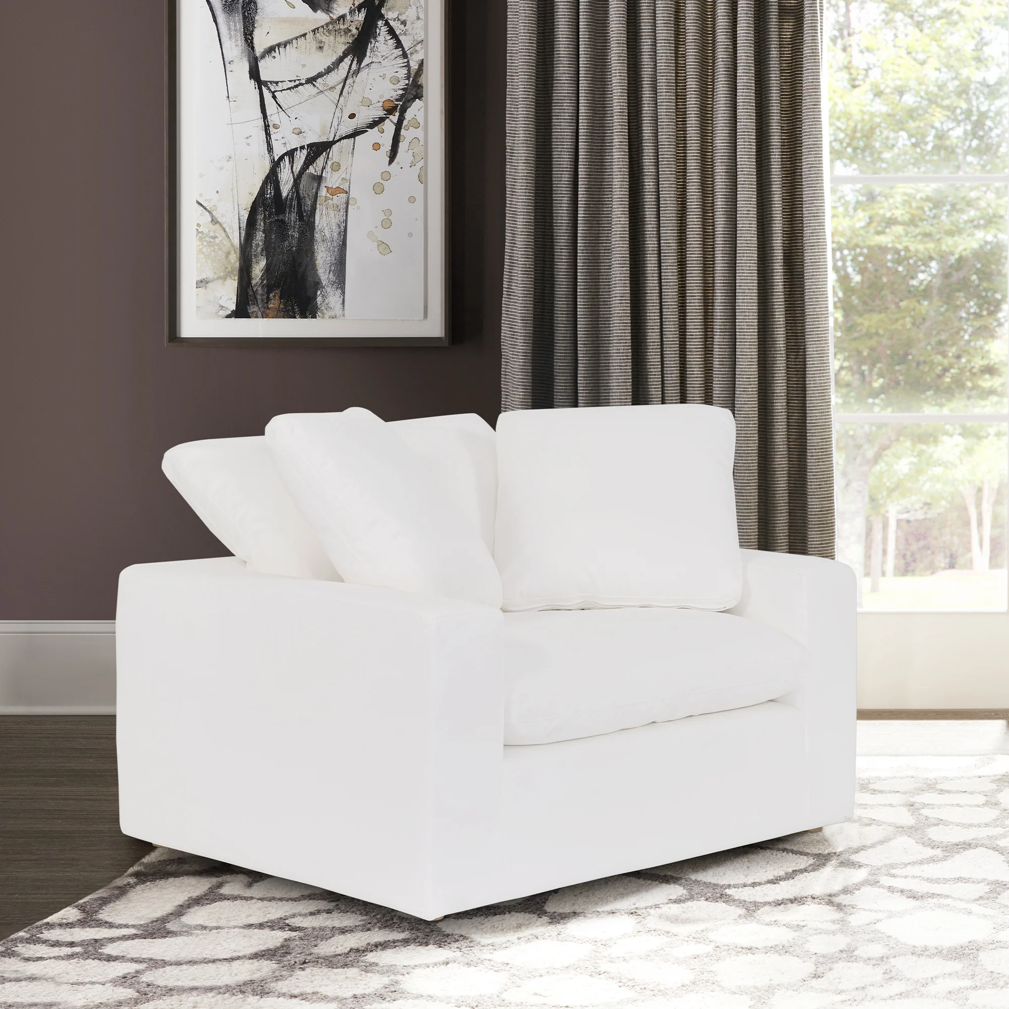 Liberty 51.5" Upholstered Chair and a Half in Slate Gray By Armen Living - Image 9