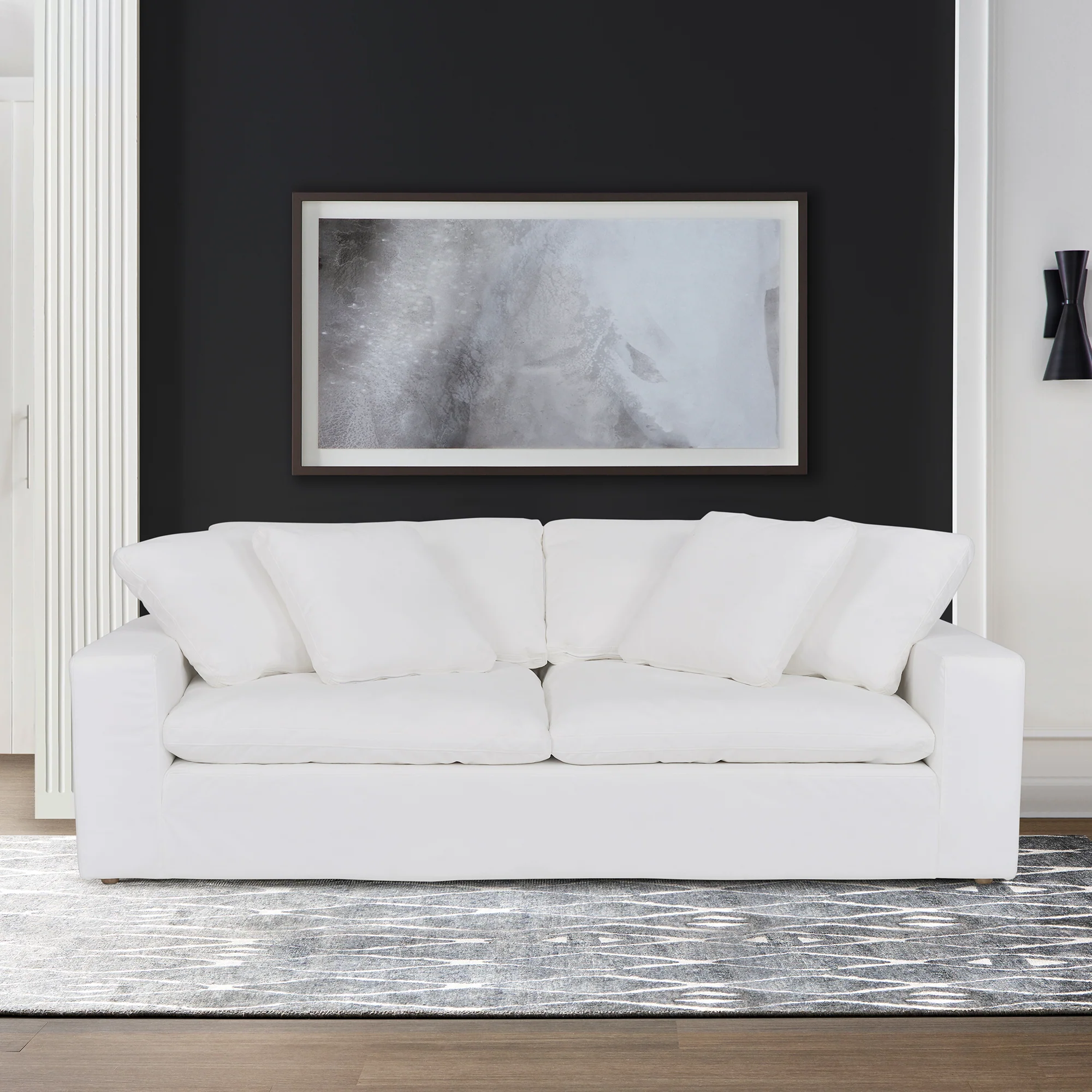 Liberty 96.5" Upholstered Sofa in Slate Gray By Armen Living - Image 9