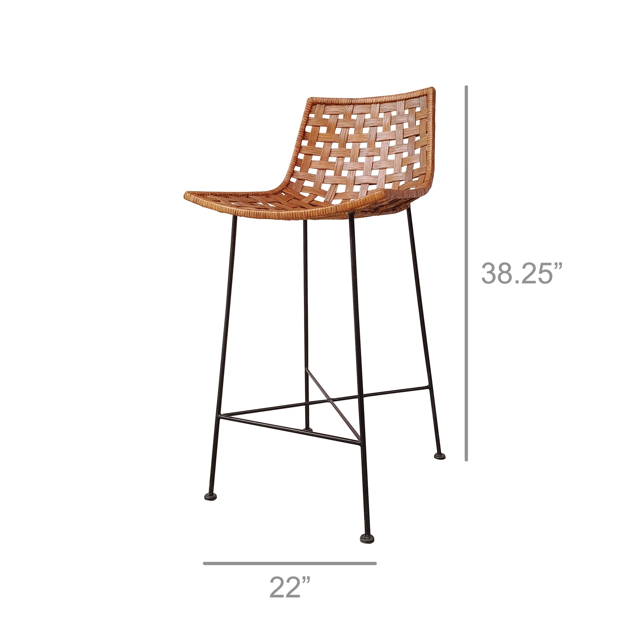Lido Bar Stool, Iron & Rattan By HomArt - Image 2