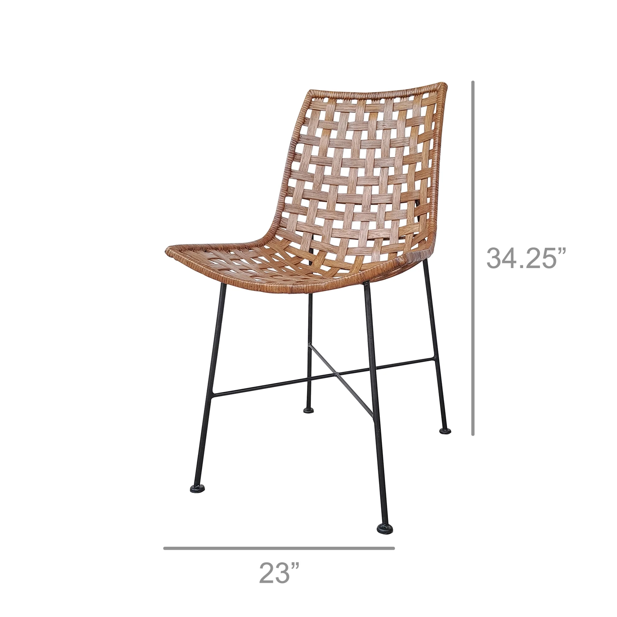 Lido Dining Chair, Iron & Rattan By HomArt - Image 2