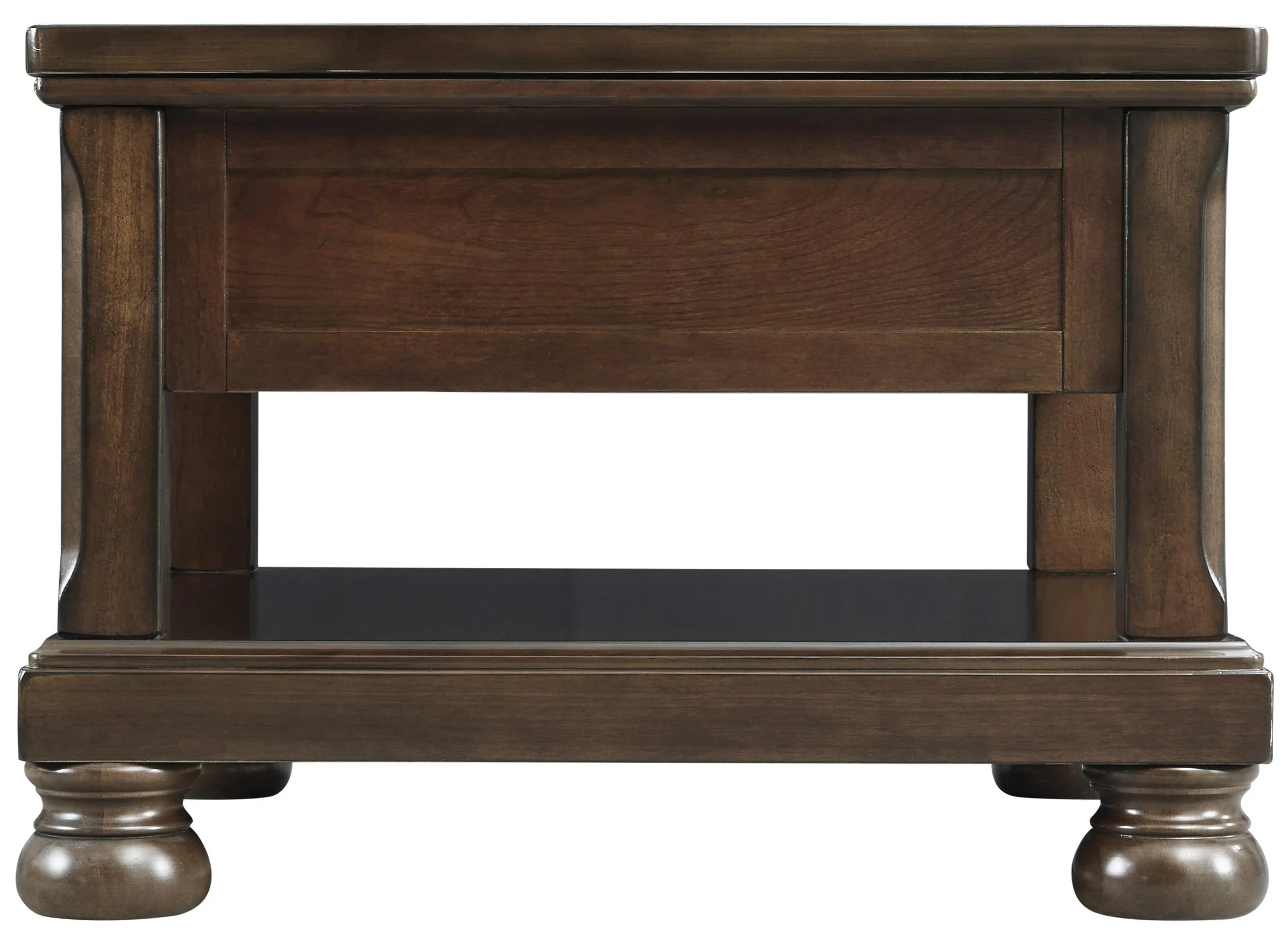 Lift Top Cocktail Table With Open Bottom Shelf And Bun Feet, Brown By Benzara - Image 3