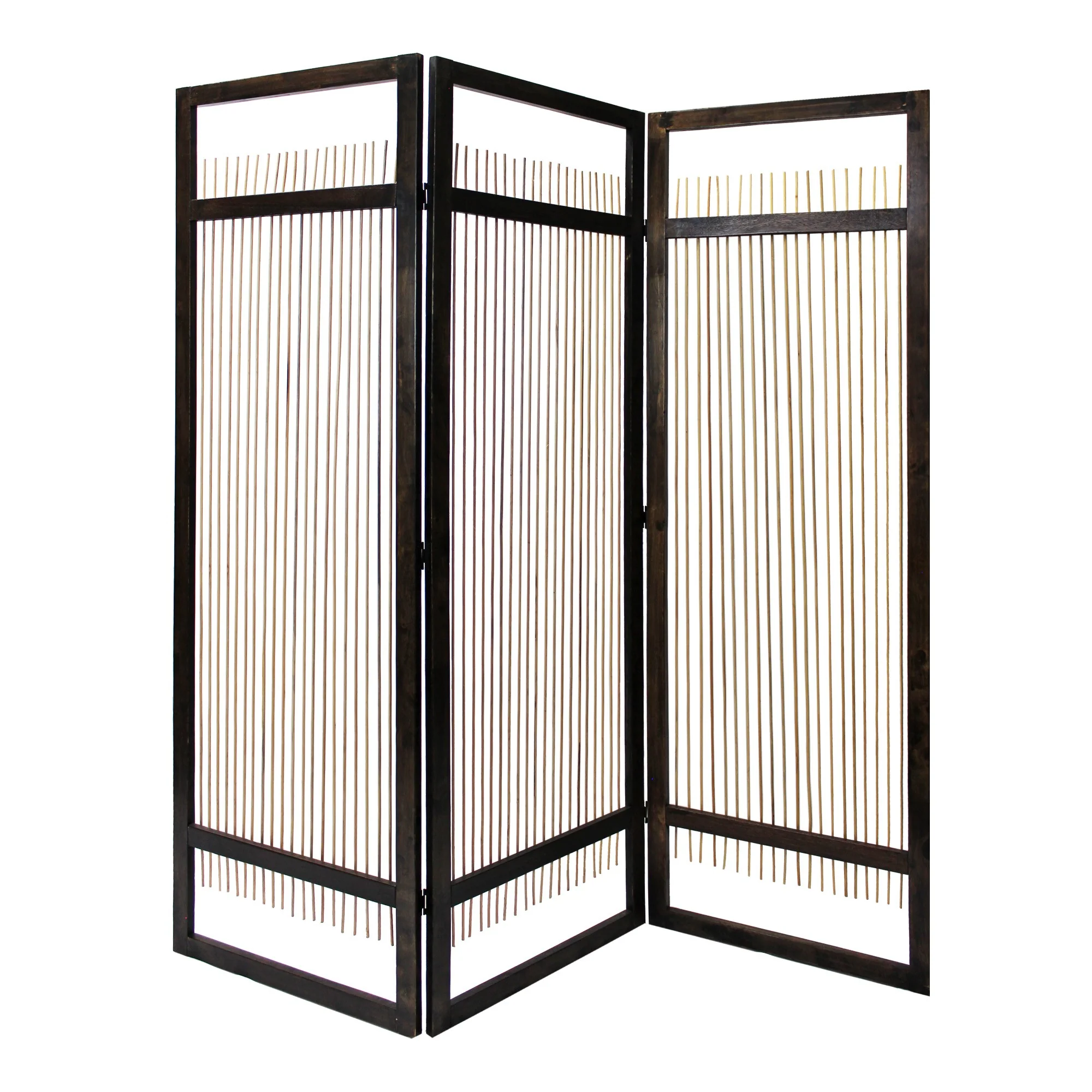 Light And Dark Rattan Three Panel Room Divider Screen By Homeroots - Image 2