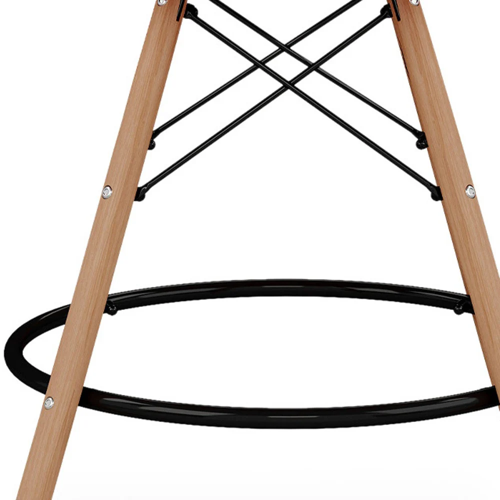 Light Blue And Brown Heavy Duty Plastic And Solid Wood Low Back Counter Height Bar Chair By Homeroots - Image 6