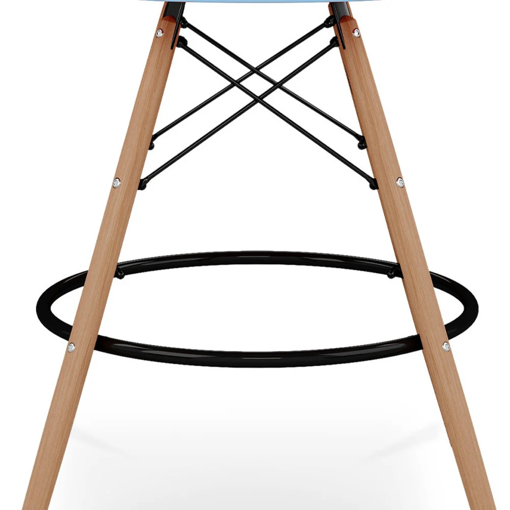 Light Blue And Brown Heavy Duty Plastic And Solid Wood Low Back Counter Height Bar Chair By Homeroots - Image 7