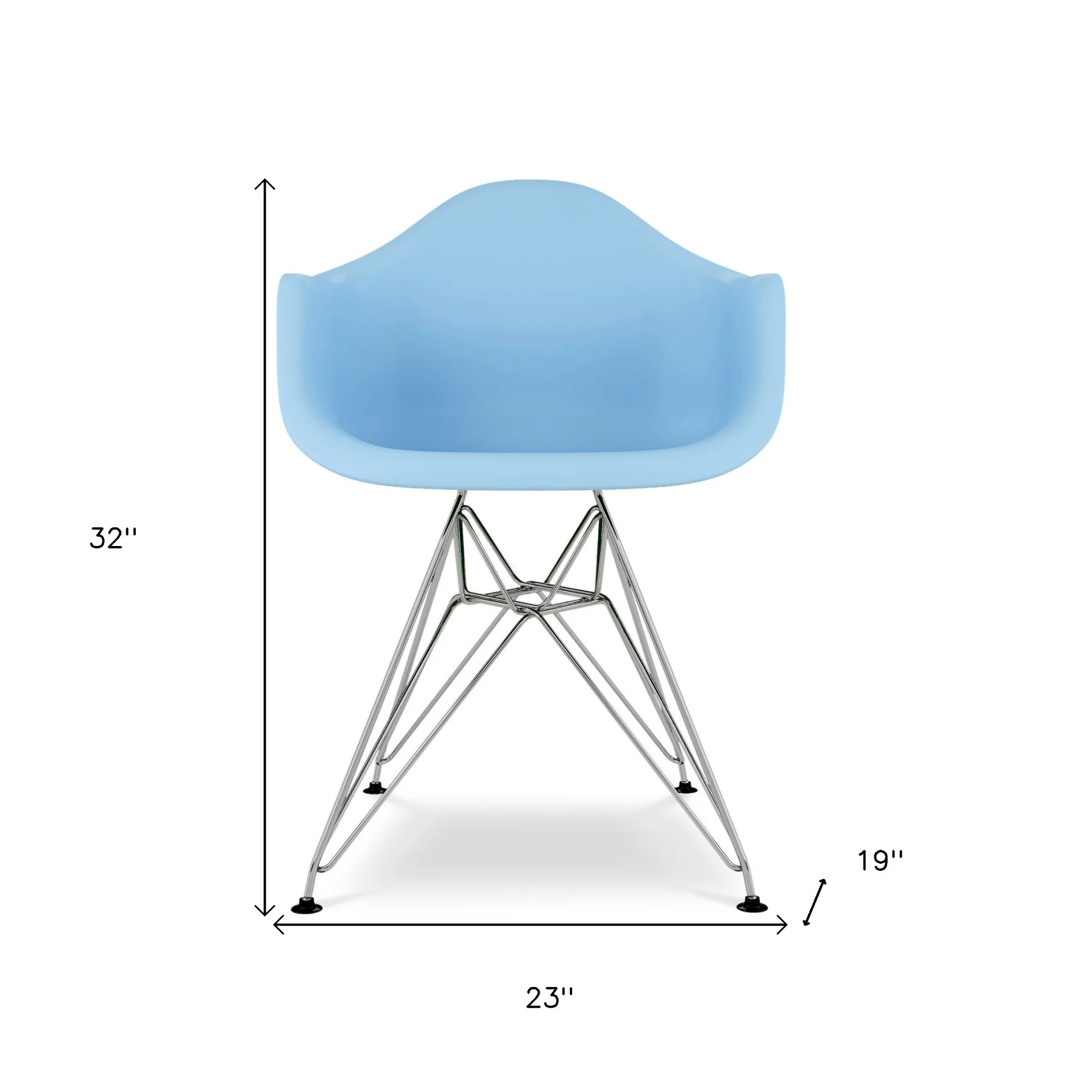 Light Blue And Silver Heavy Duty Plastic Dining Arm Chair By Homeroots - Image 2