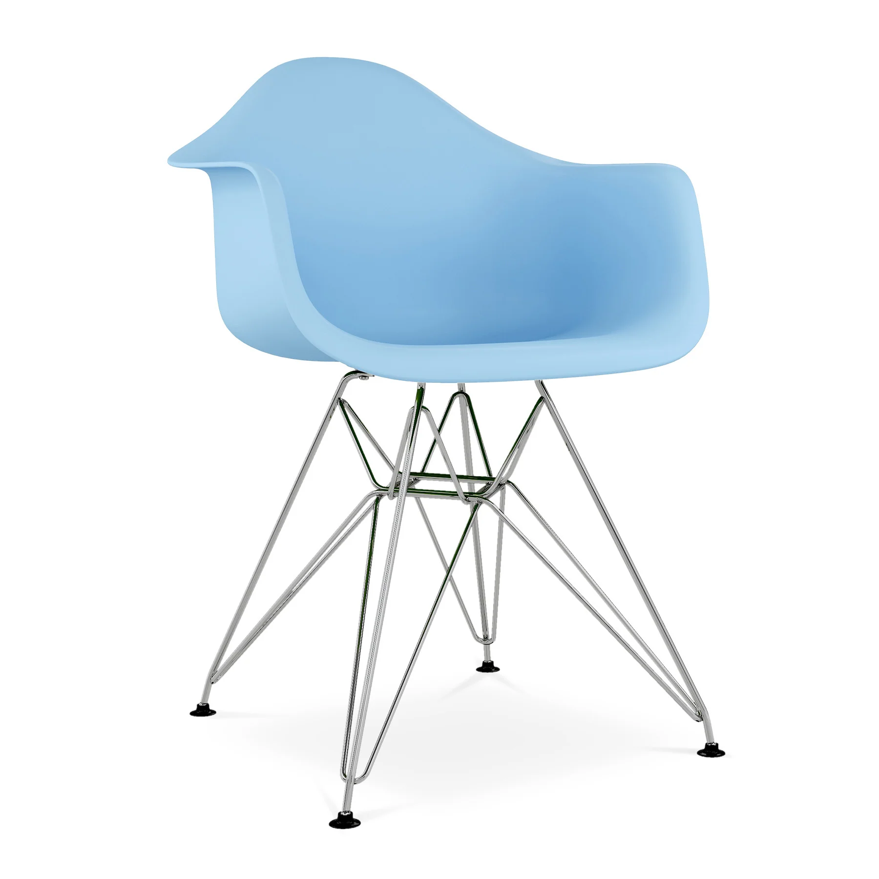 Light Blue And Silver Heavy Duty Plastic Dining Arm Chair By Homeroots - Image 5