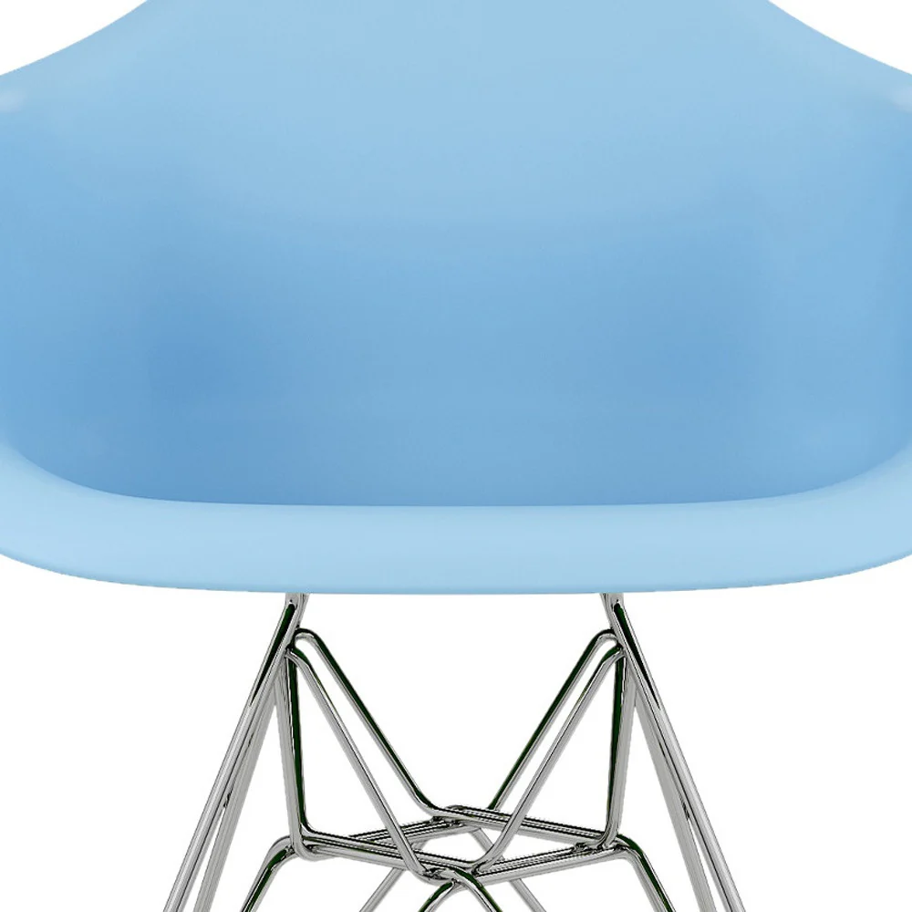 Light Blue And Silver Heavy Duty Plastic Dining Arm Chair By Homeroots - Image 7